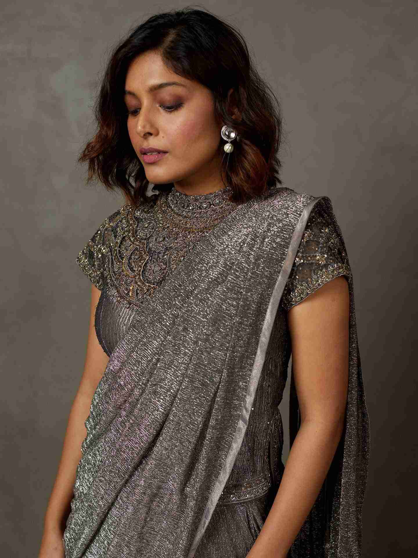 Black & Grey Shivalika Pre-Draped Saree