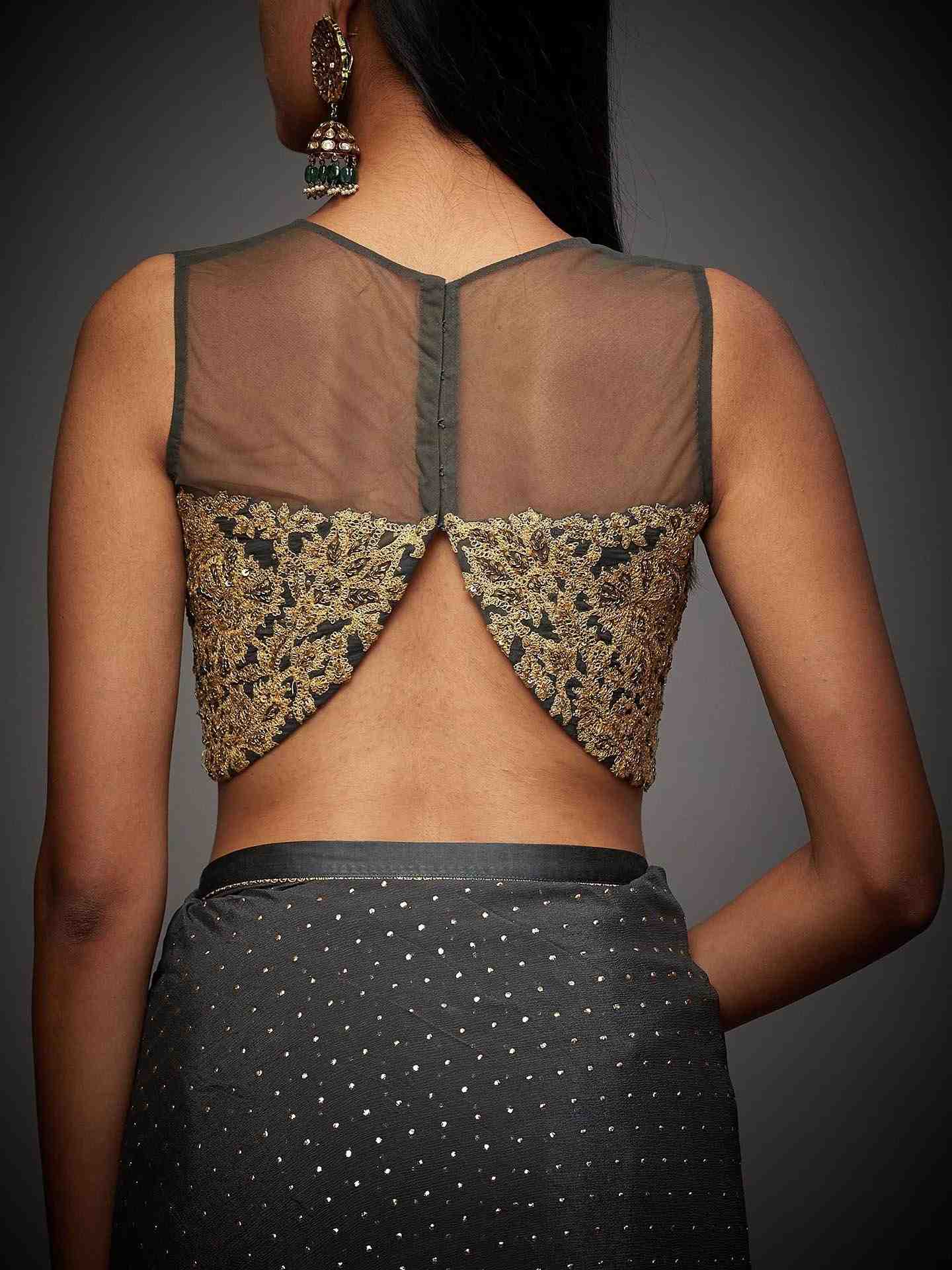 Charcoal Grey Shirley Pre-Draped Saree