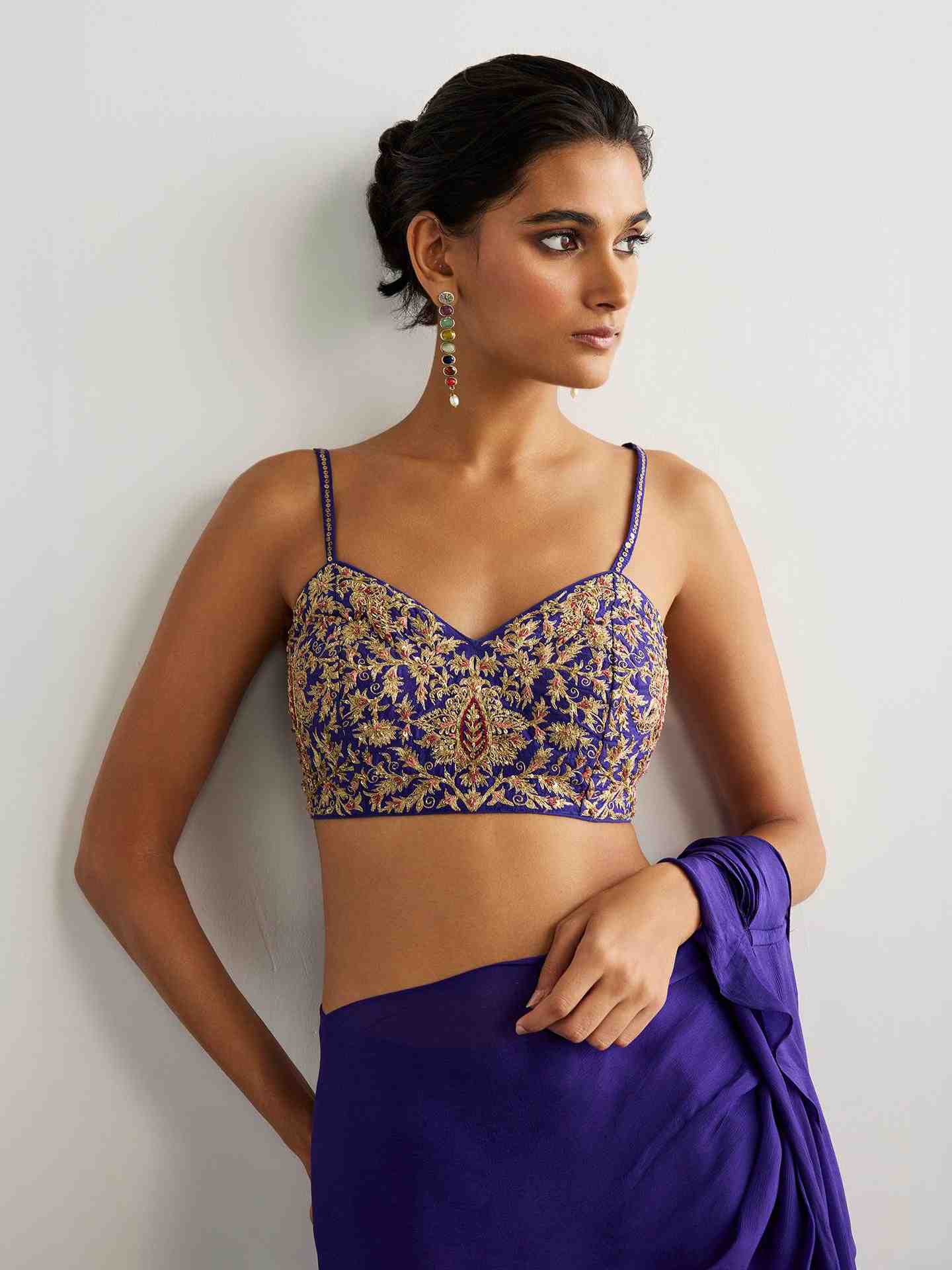 Purple & Gold Alaknanda Drape Saree