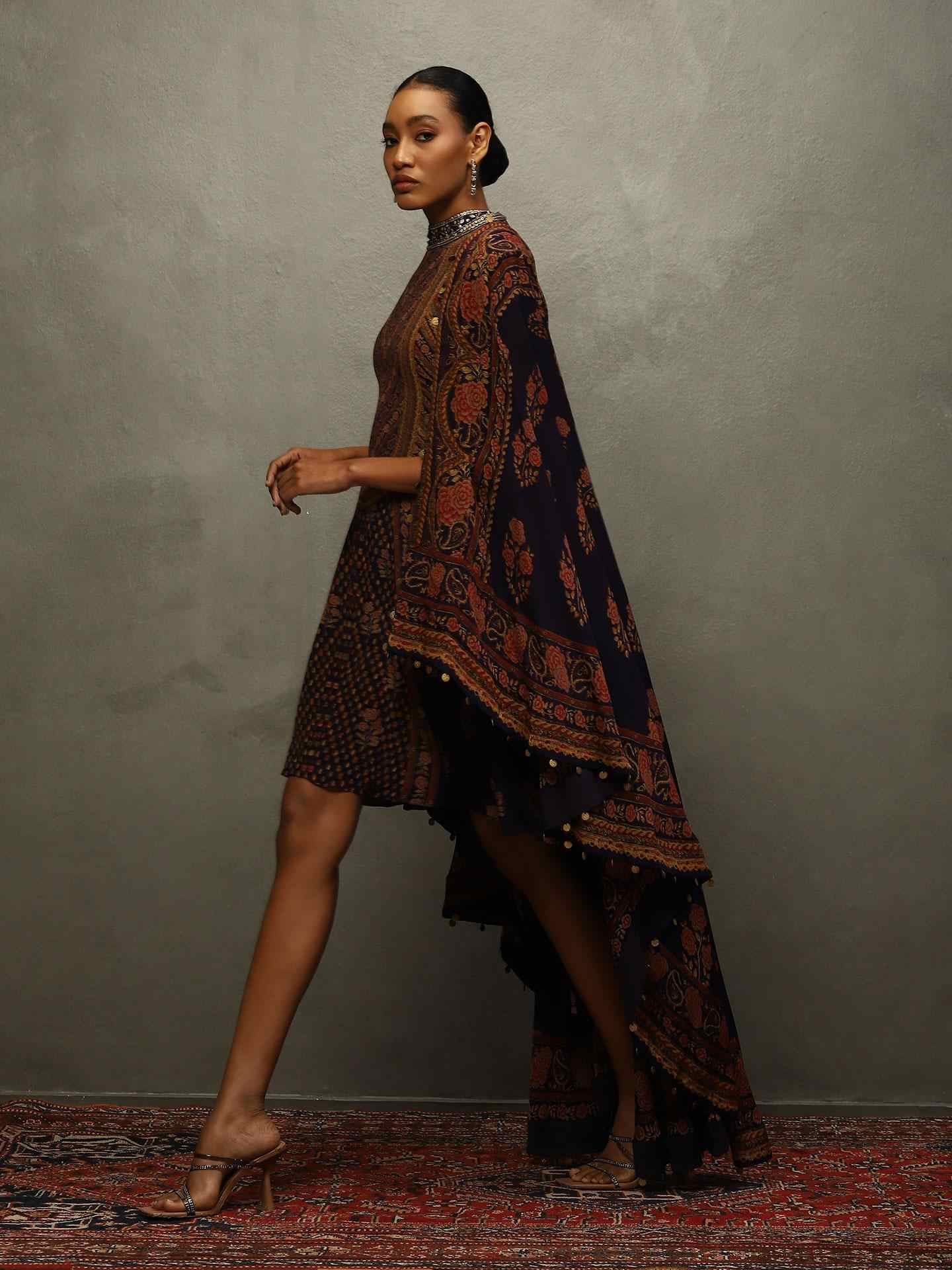 Voilet Blue & Beige Judy Dress