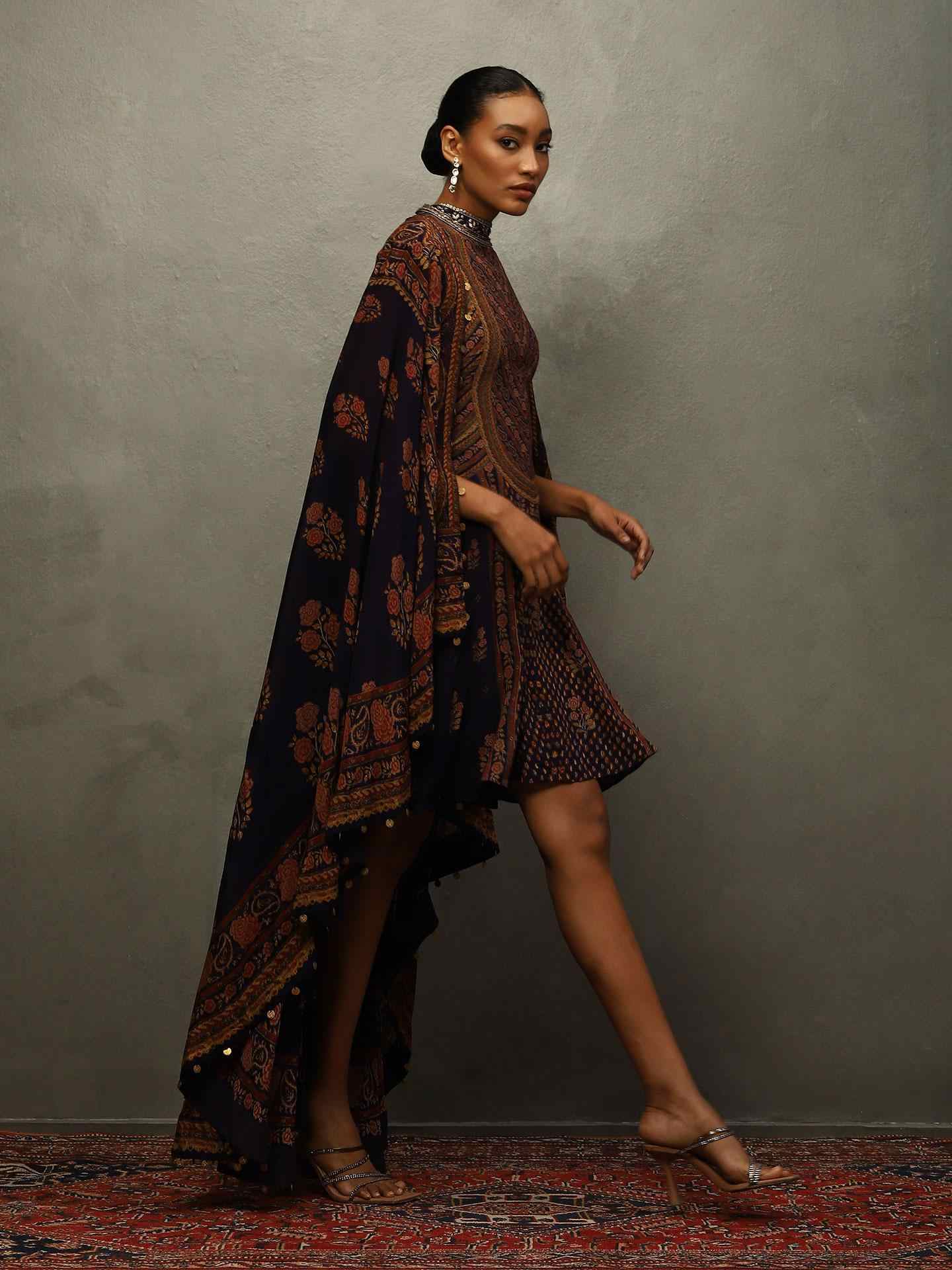 Voilet Blue & Beige Judy Dress