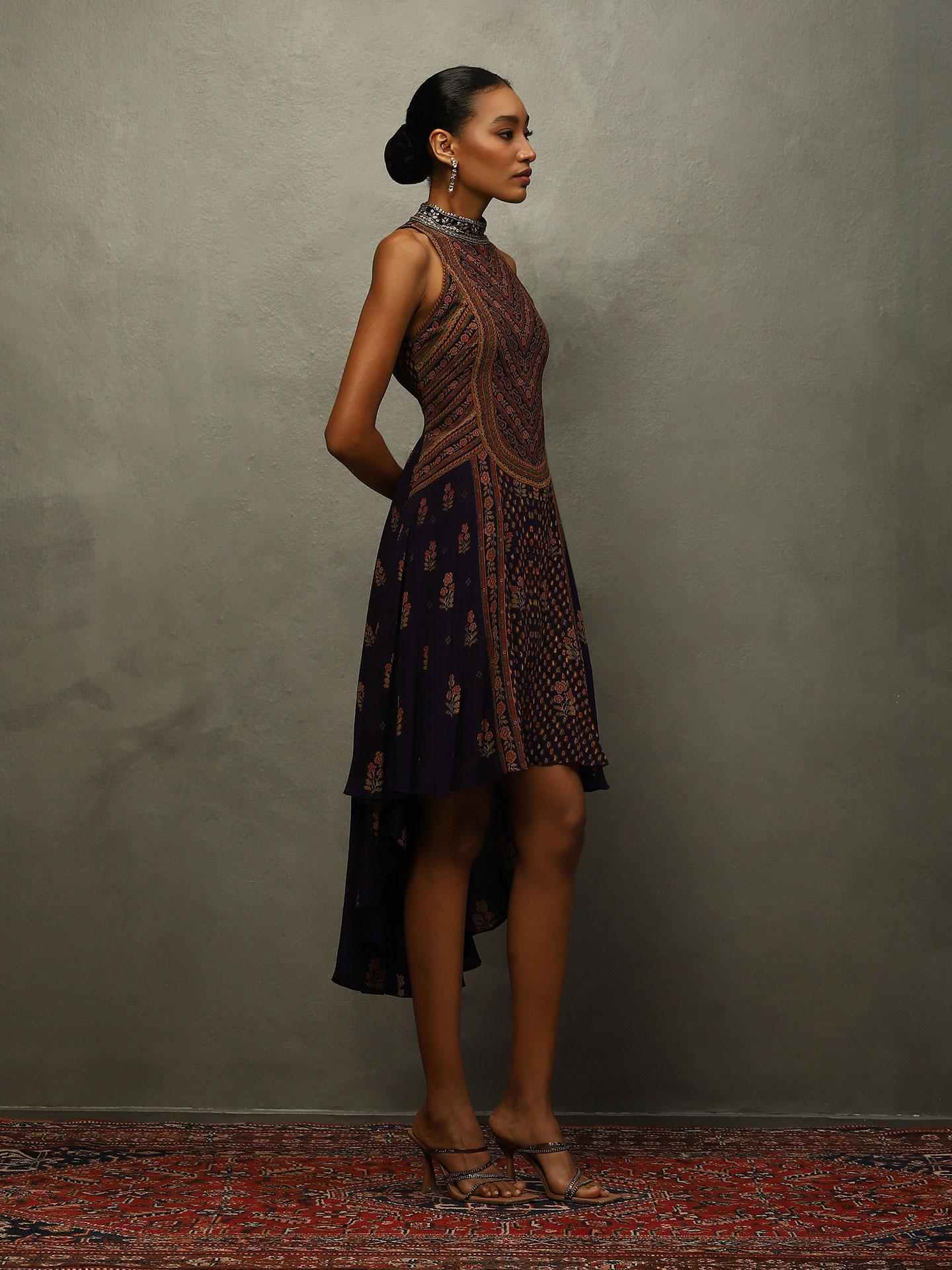 Voilet Blue & Beige Judy Dress