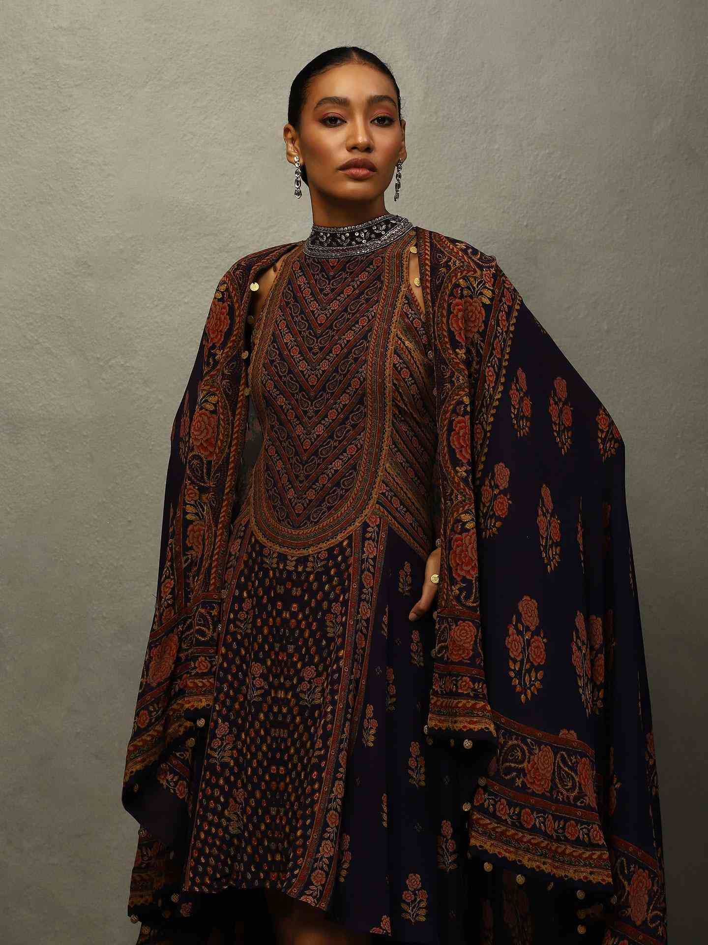 Voilet Blue & Beige Judy Dress