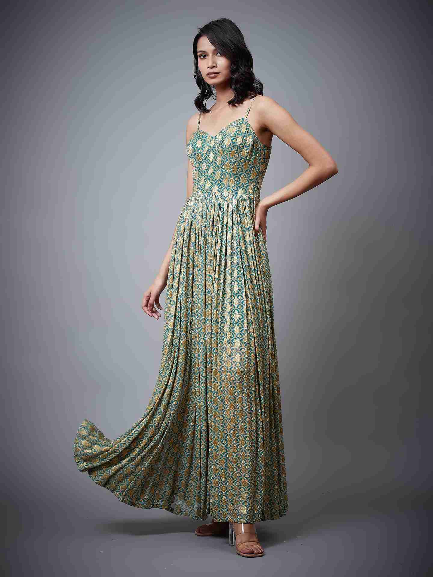 Emerald & Gold Satnam Dress