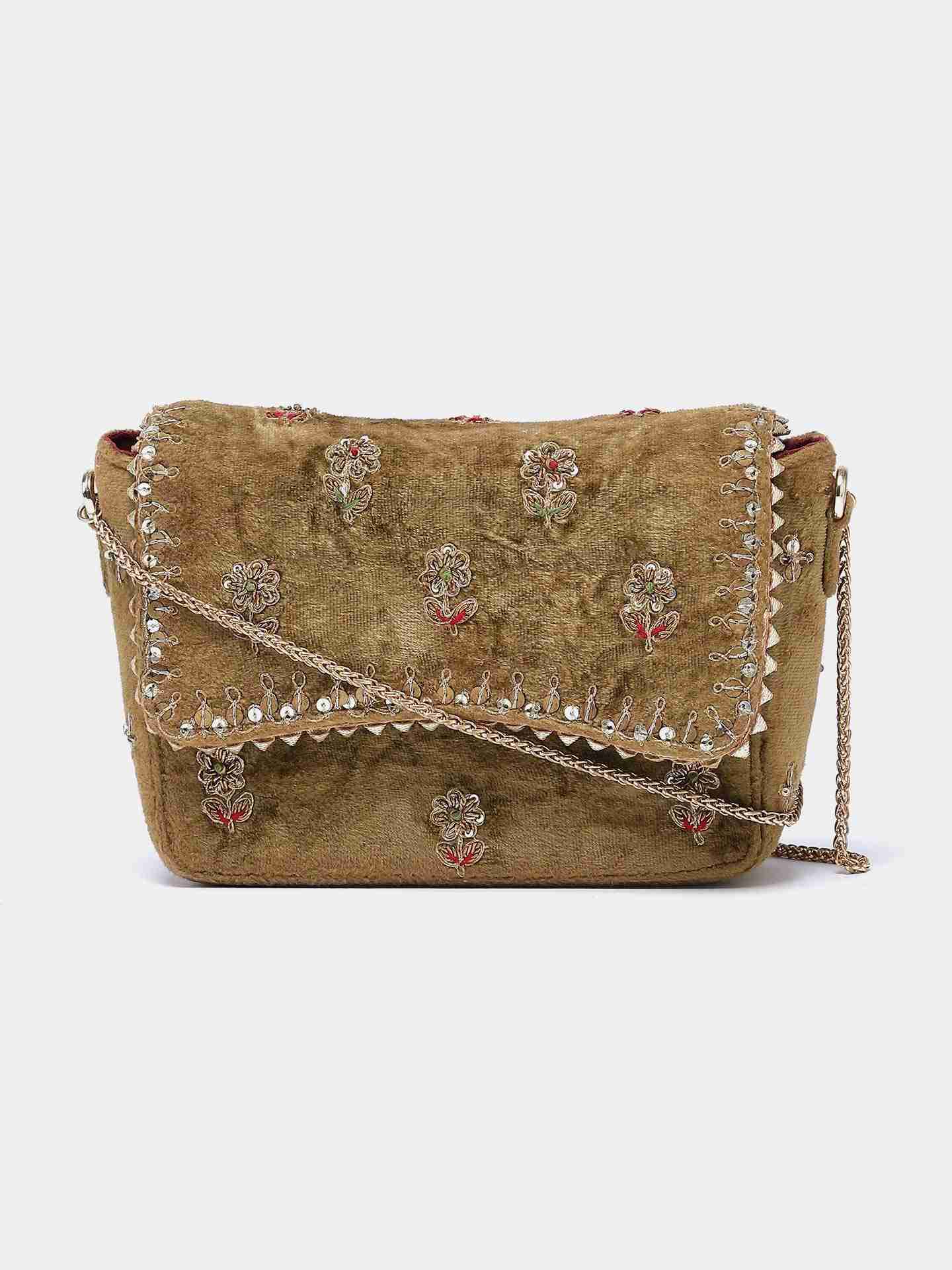 Olive Green Water Lily Sling Bag