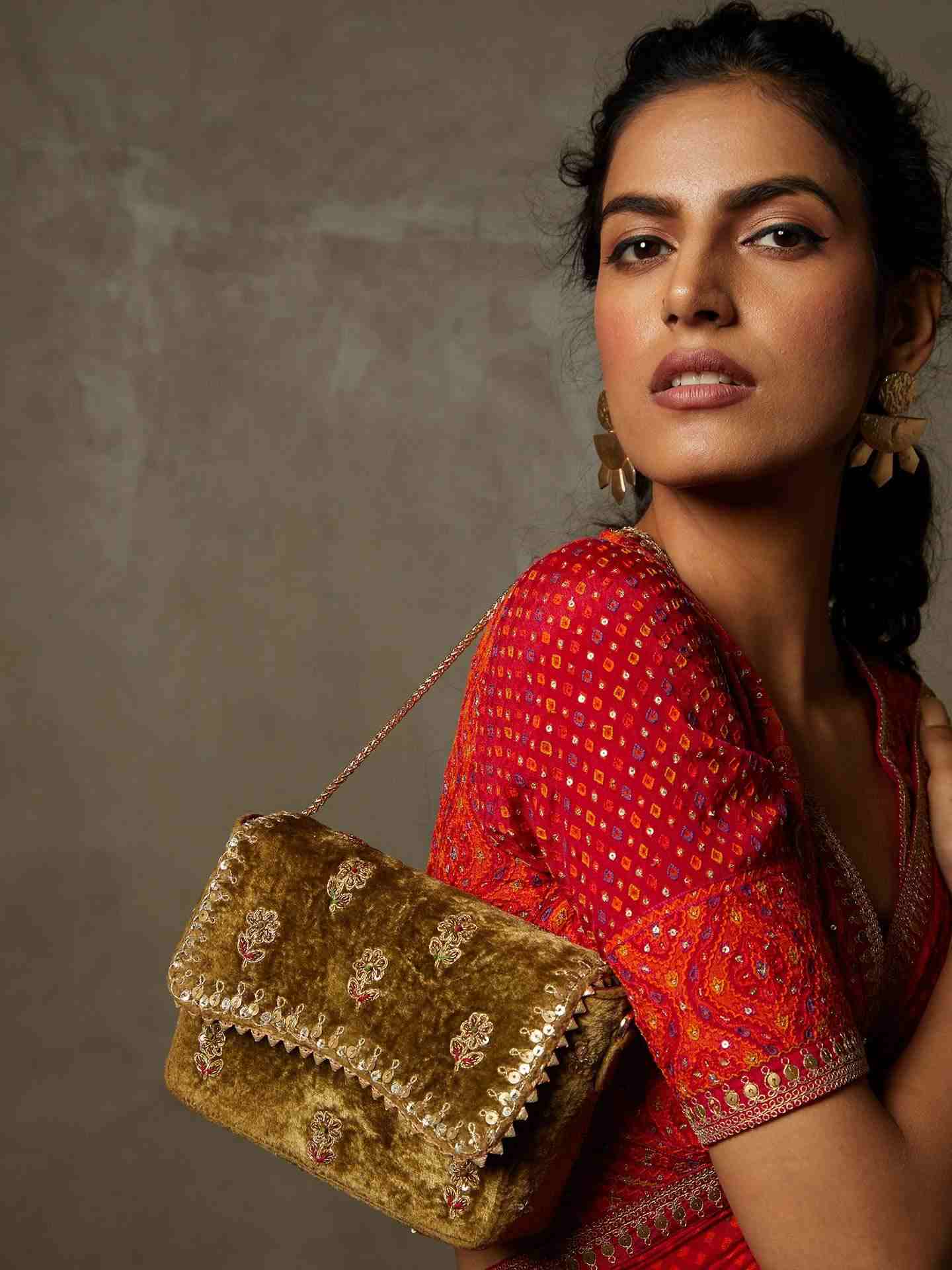 Olive Green Water Lily Sling Bag