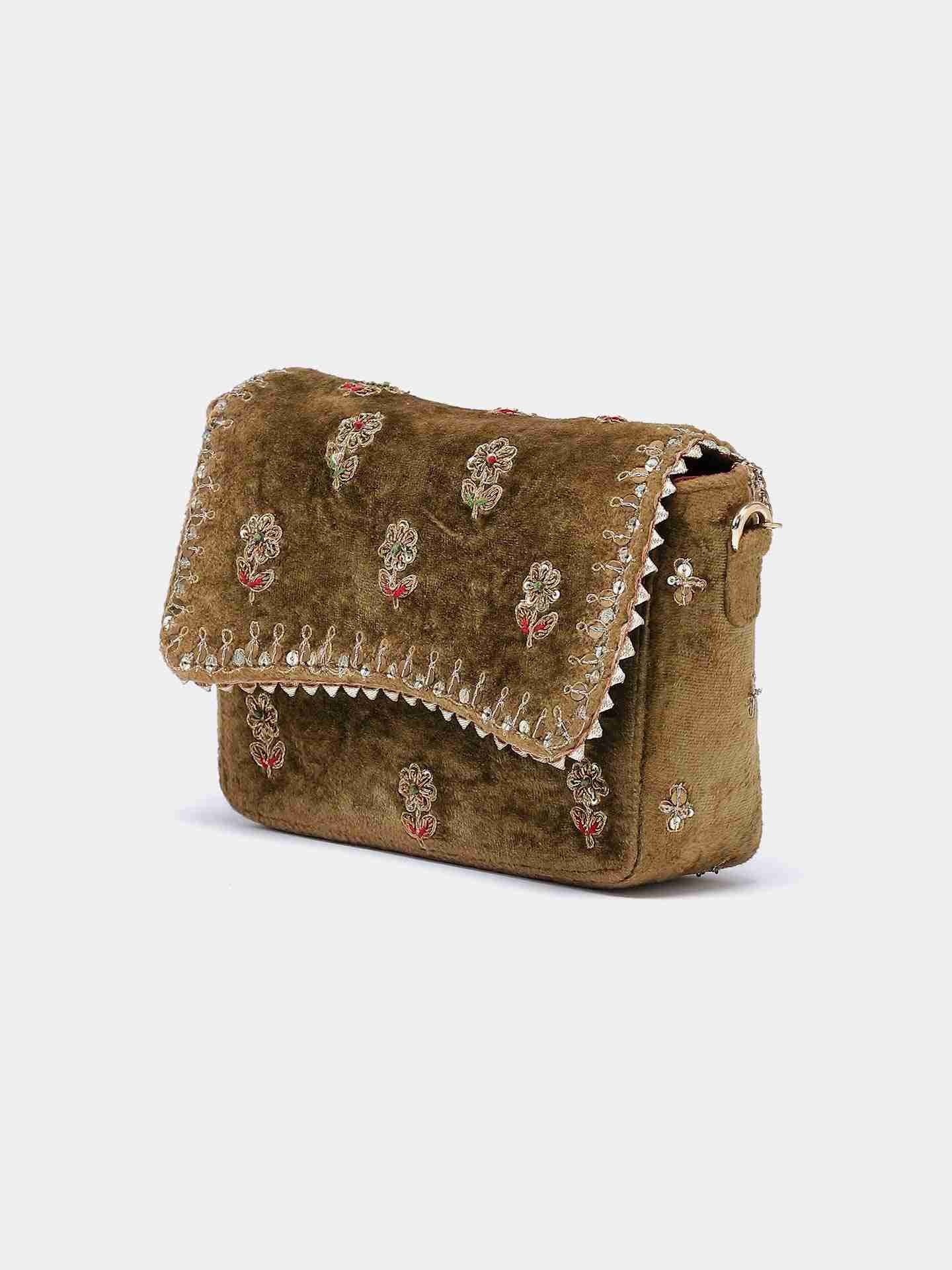 Olive Green Water Lily Sling Bag