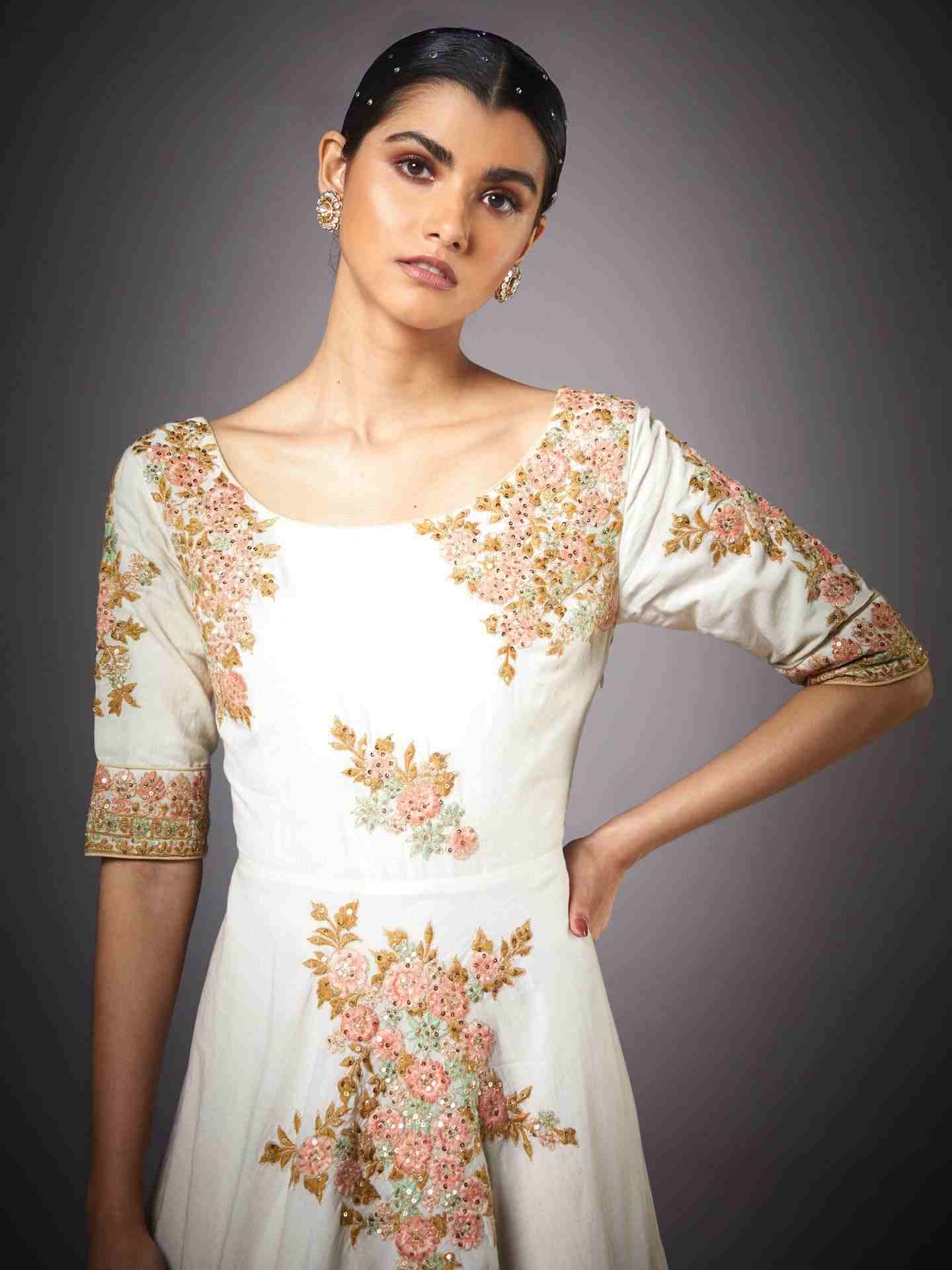 Off White Guncha Gown With Dupatta