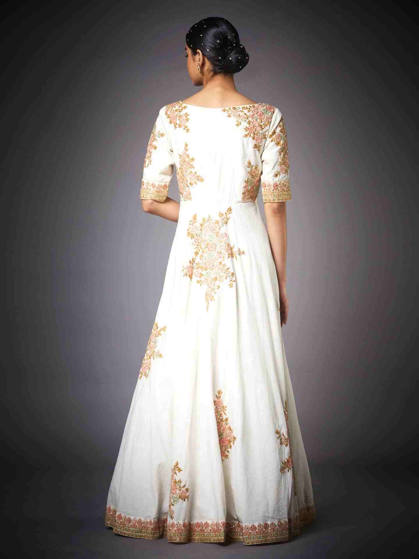 Off White Guncha Gown With Dupatta