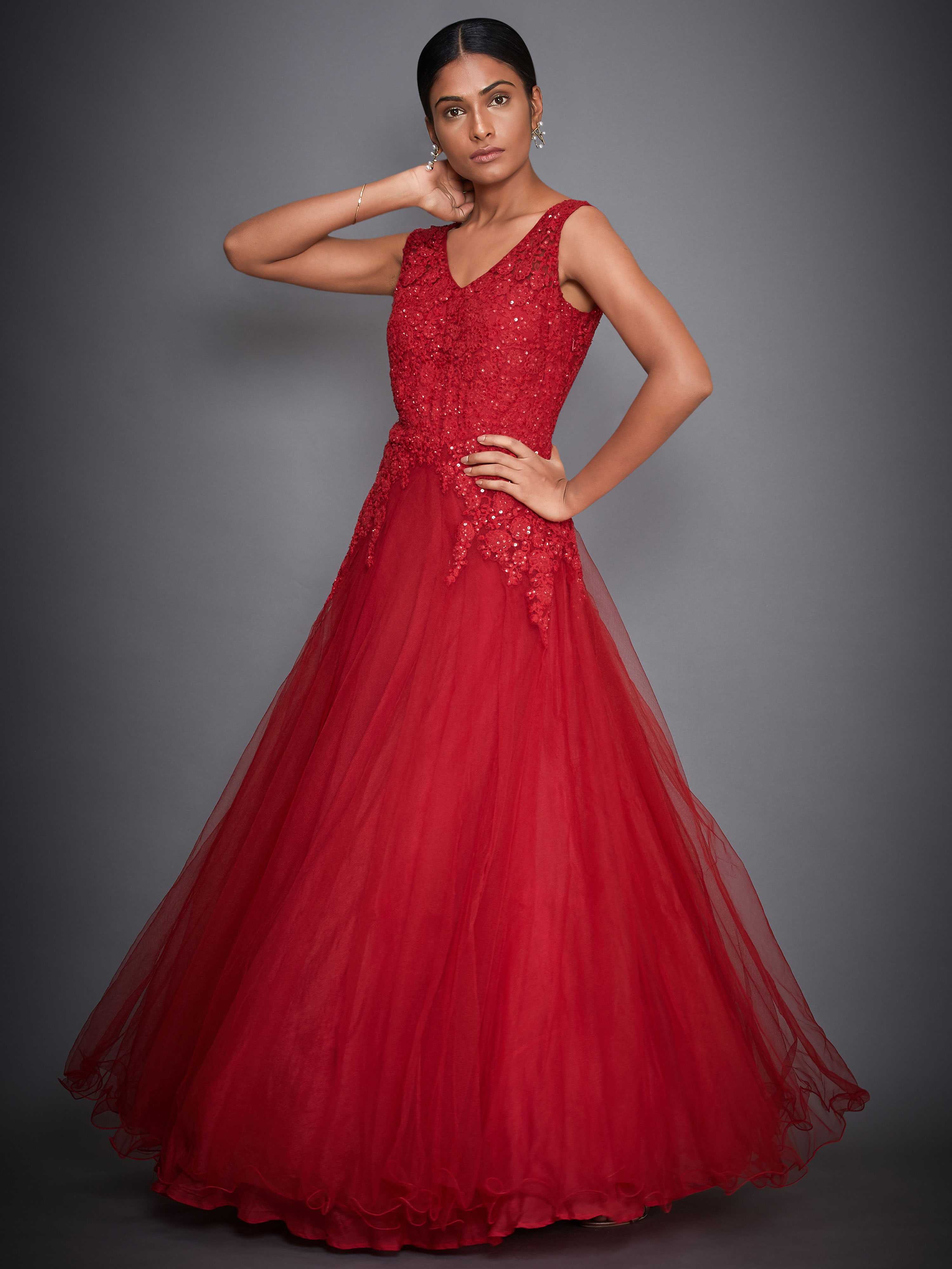 Red Tulip Embroidered Gown