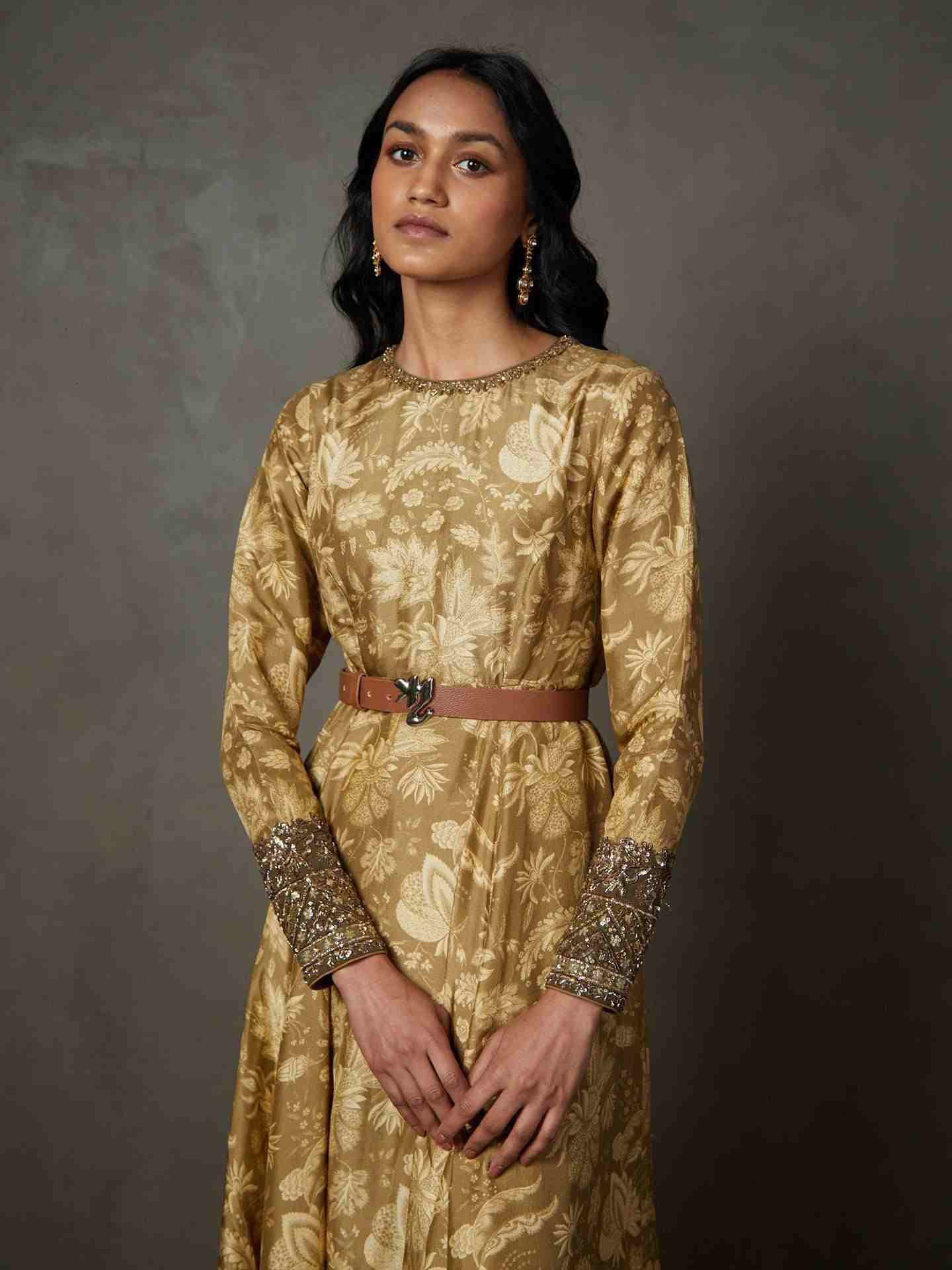 Khaki & Beige Anayna Gown