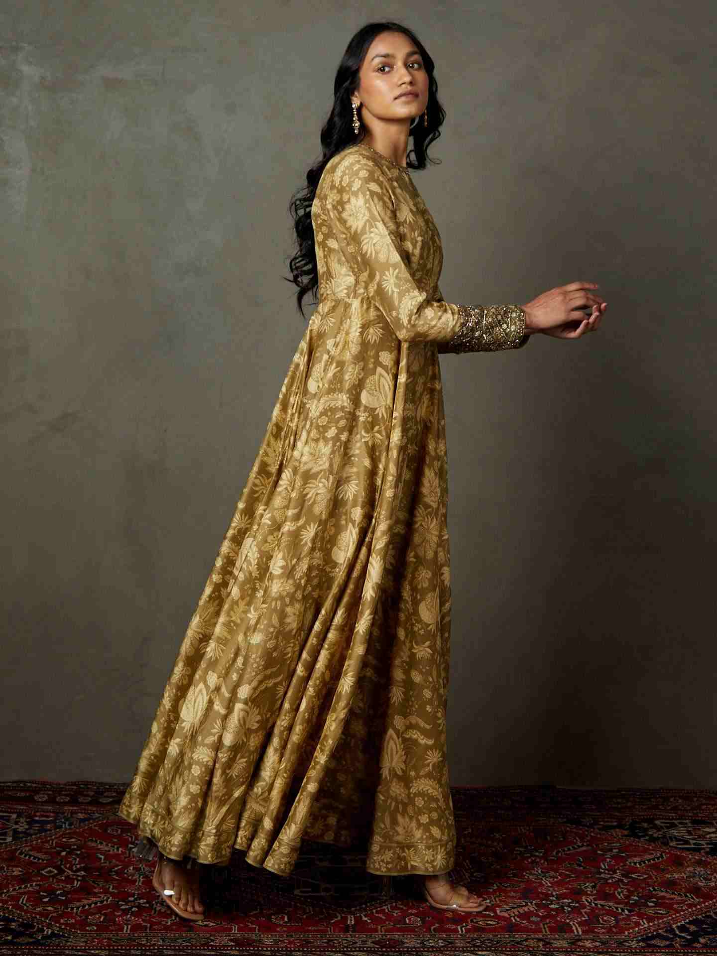 Khaki & Beige Anayna Gown