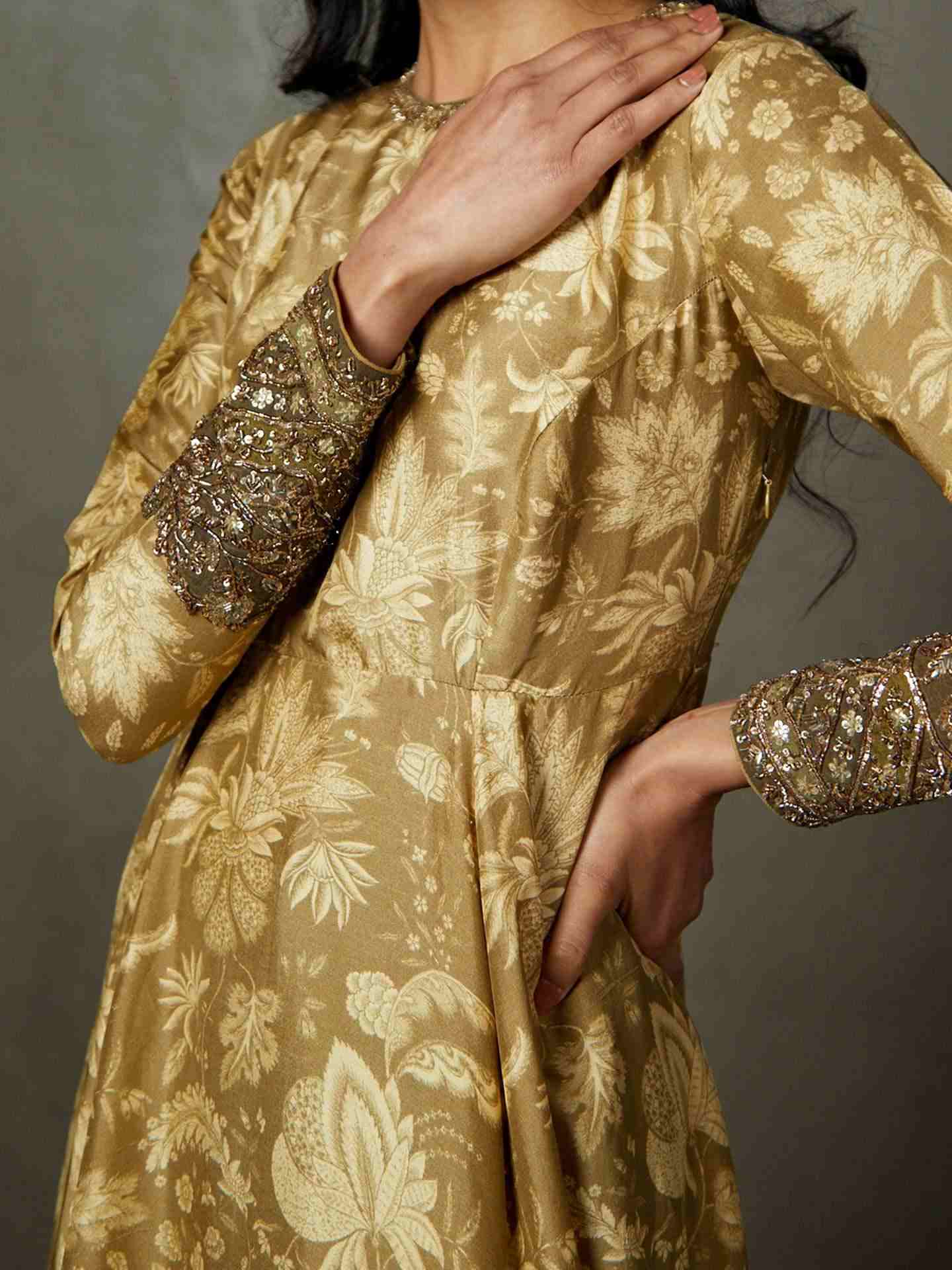 Khaki & Beige Anayna Gown