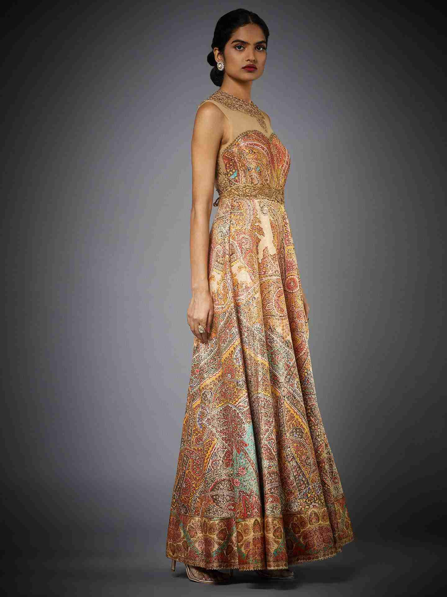 Burnt Orange & Multi Niscira Gown