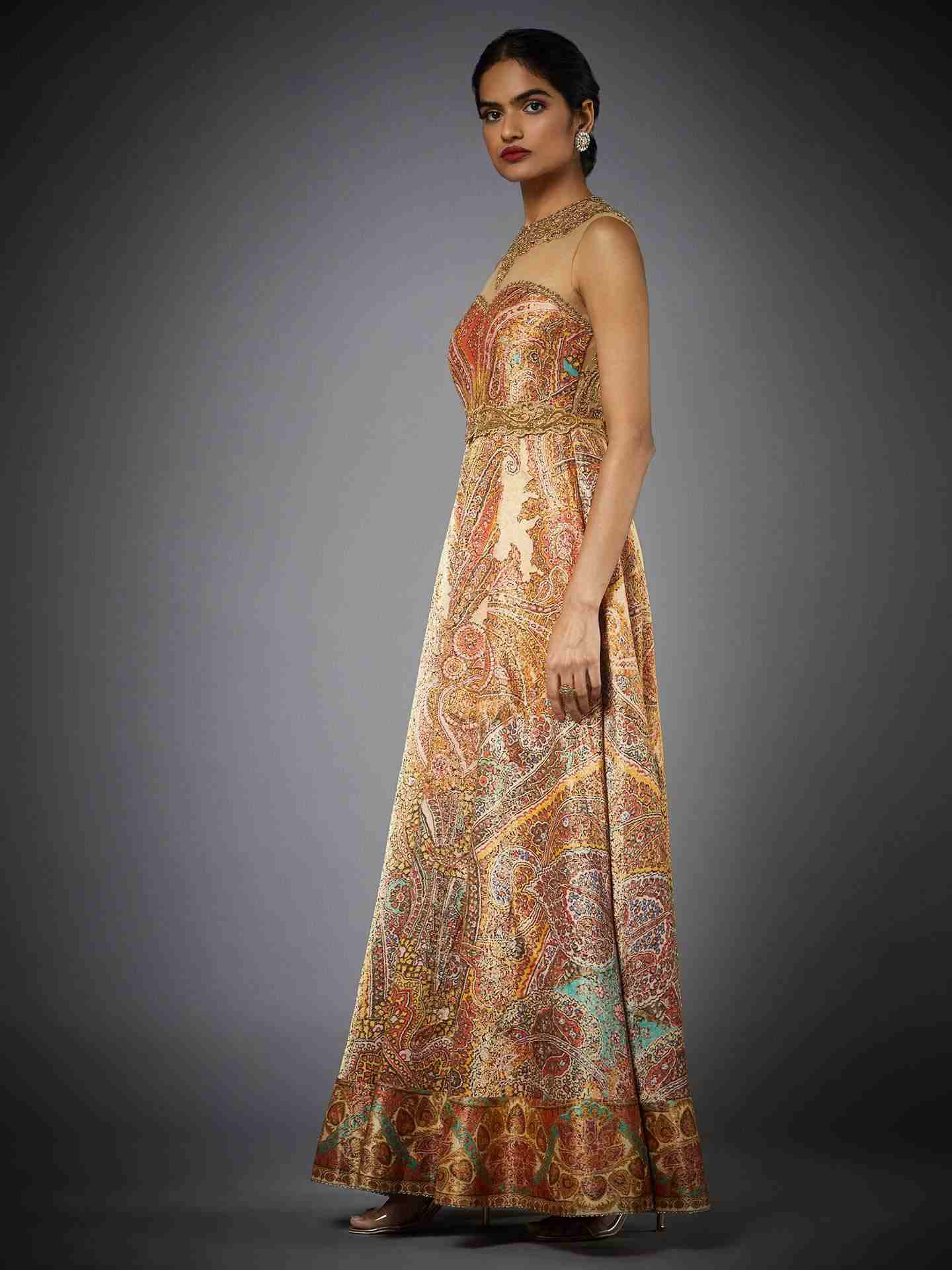 Burnt Orange & Multi Niscira Gown