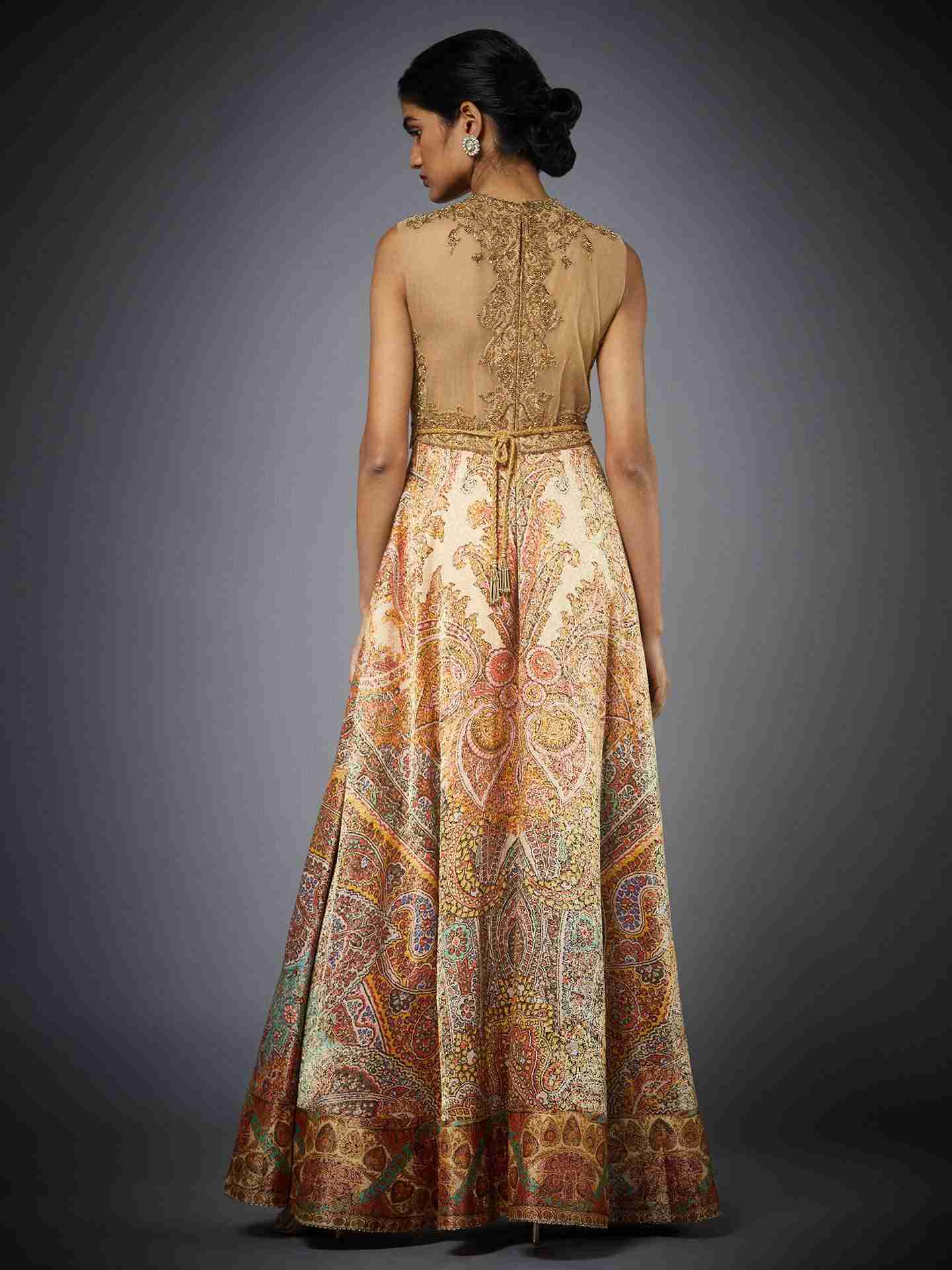 Burnt Orange & Multi Niscira Gown