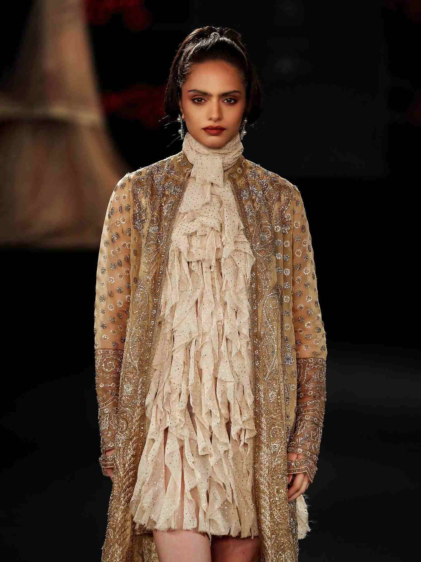 Beige Mehroz Jacket With Dress