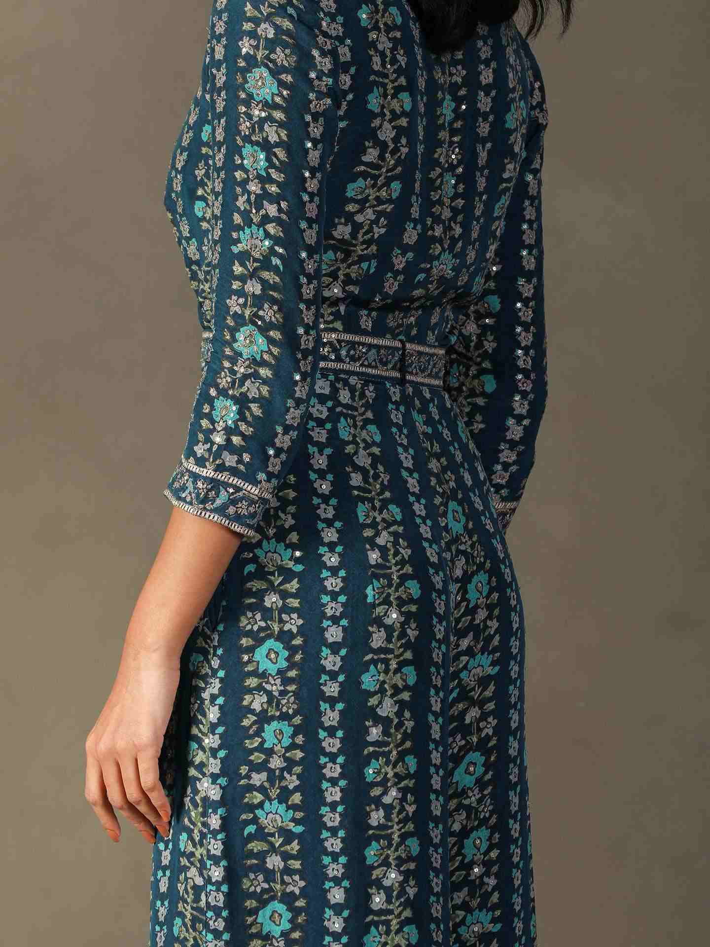 Prussion Blue Bougaenvilla Jumpsuit