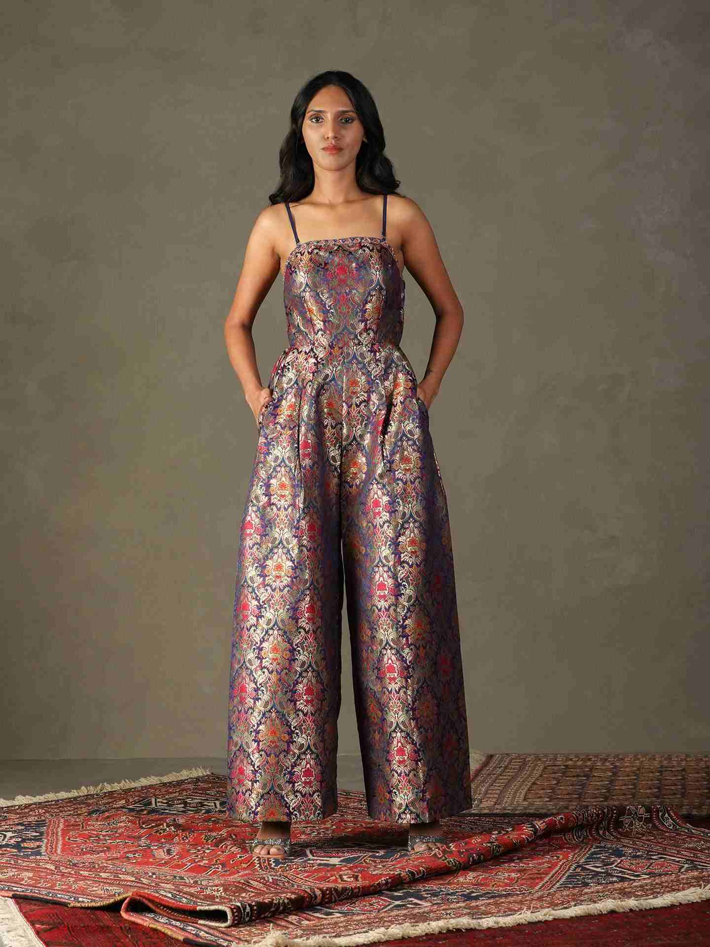 Berry & Multi Rudraksh Jumpsuit