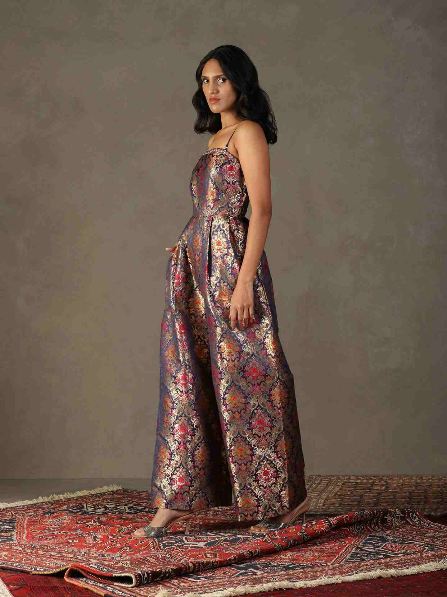 Berry & Multi Rudraksh Jumpsuit