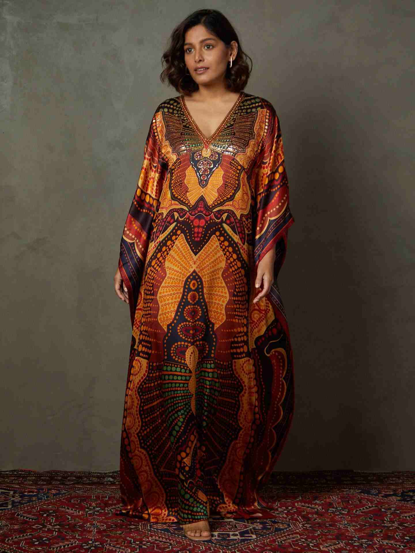 Black & Multi Petunia Kaftan