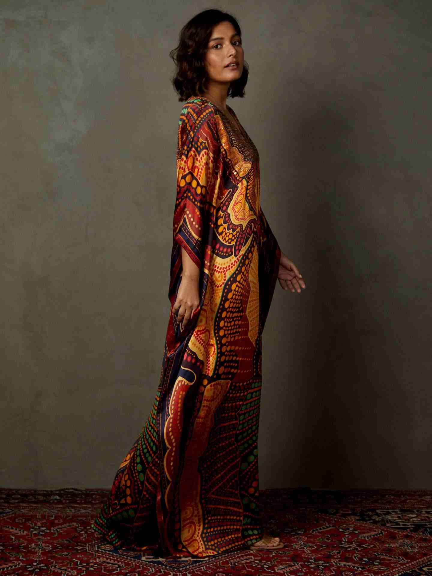 Black & Multi Petunia Kaftan