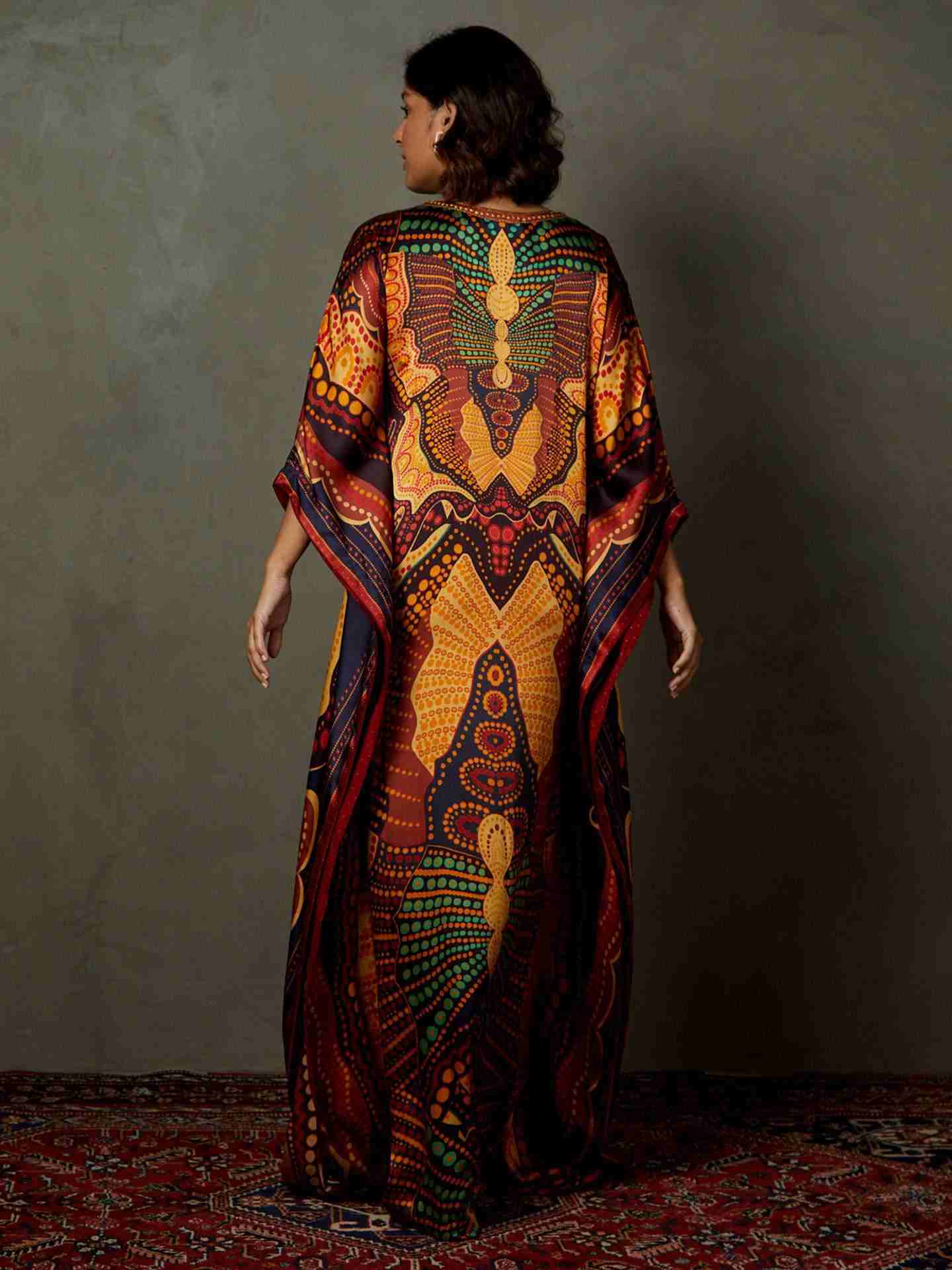 Black & Multi Petunia Kaftan