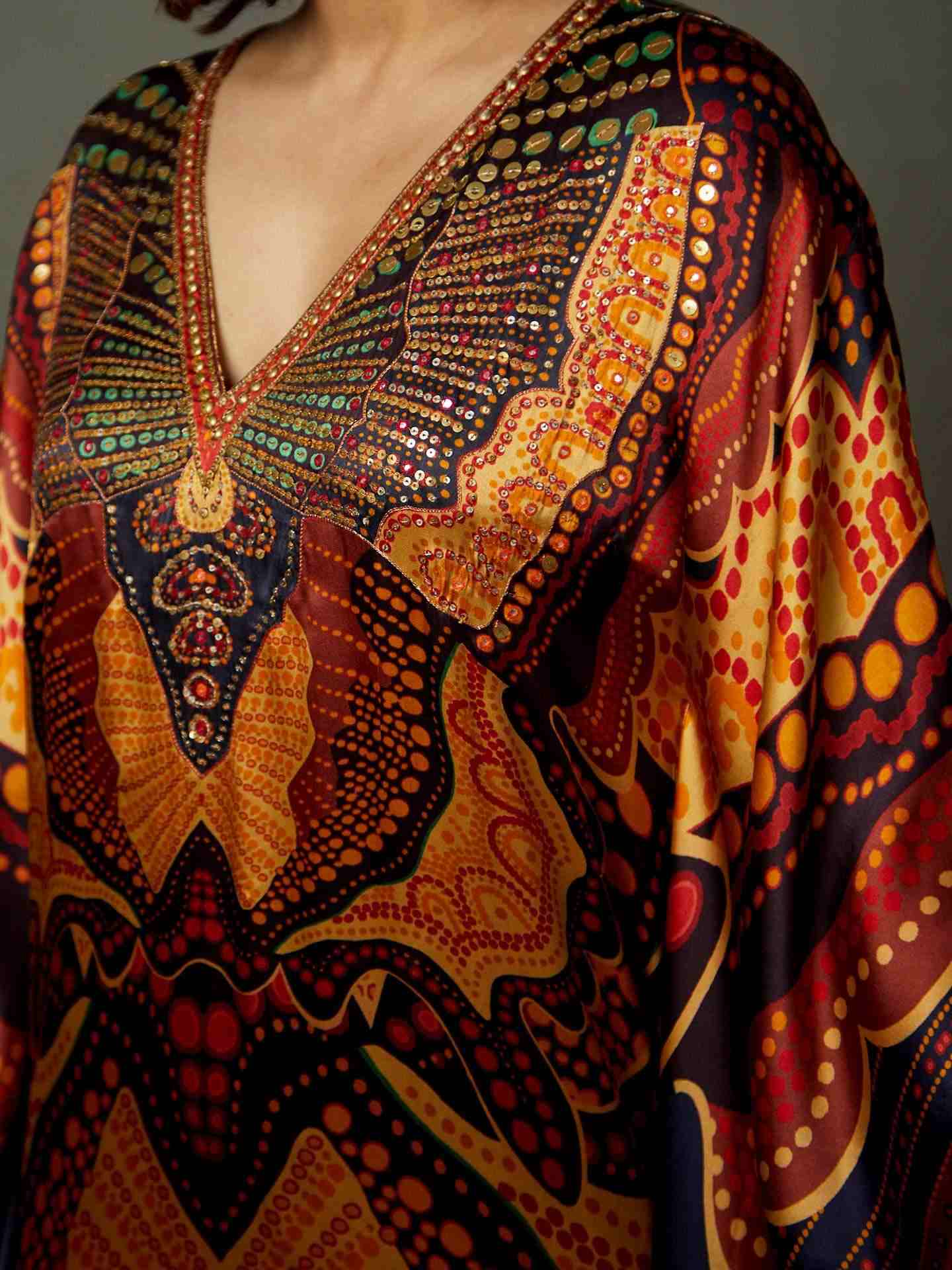 Black & Multi Petunia Kaftan