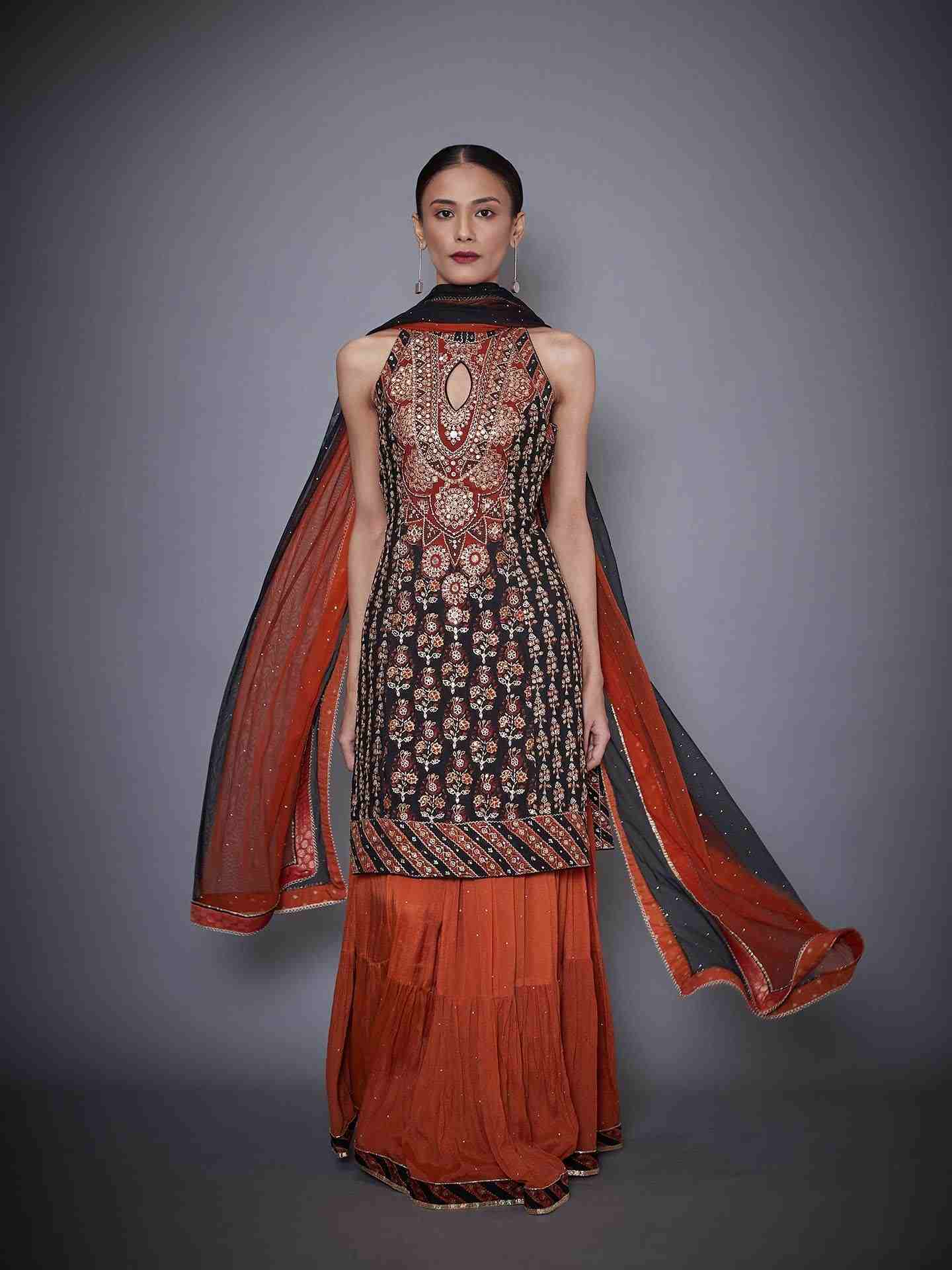 Black & Rust Cheepa Skirt Set