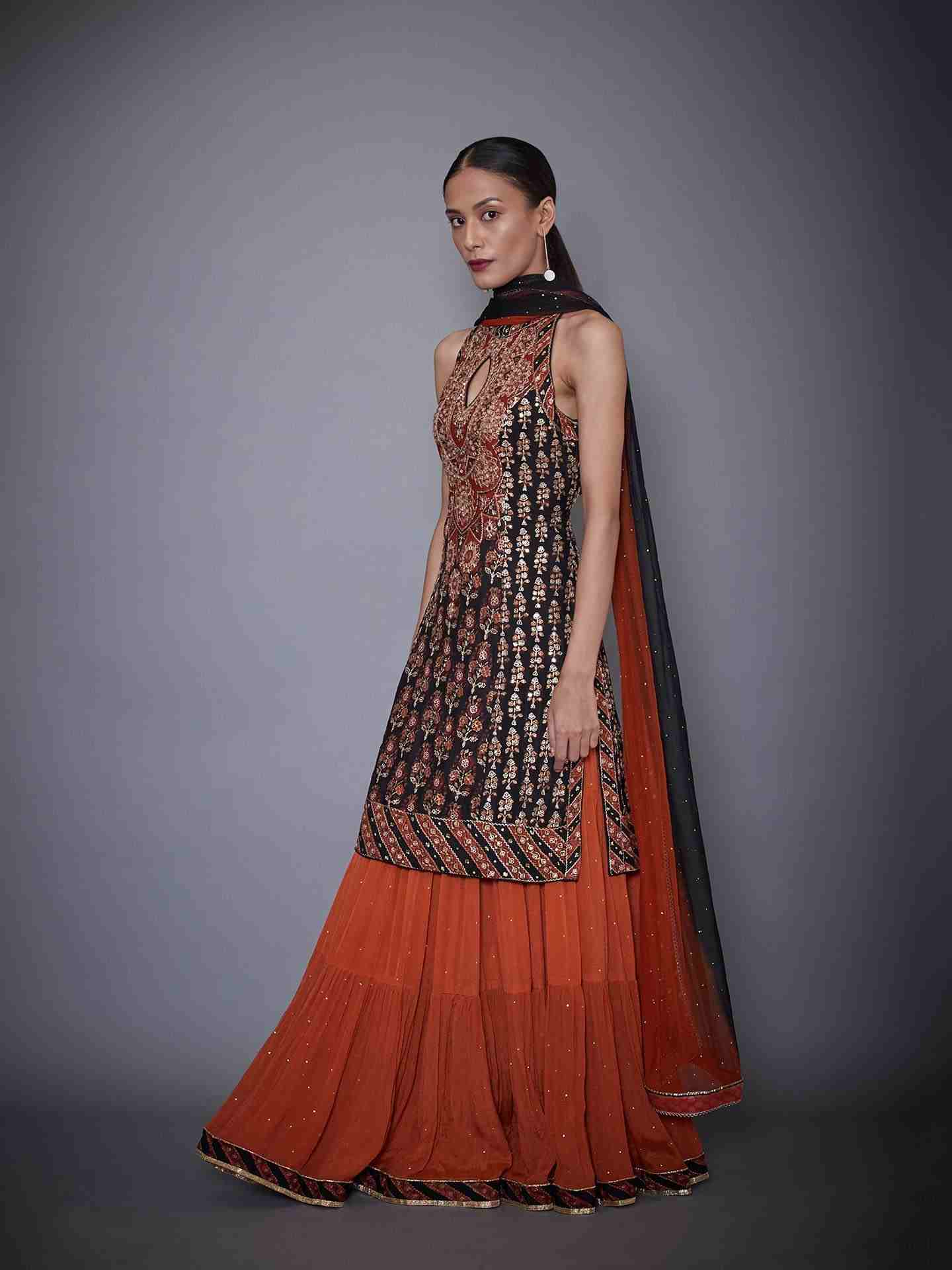 Black & Rust Cheepa Skirt Set