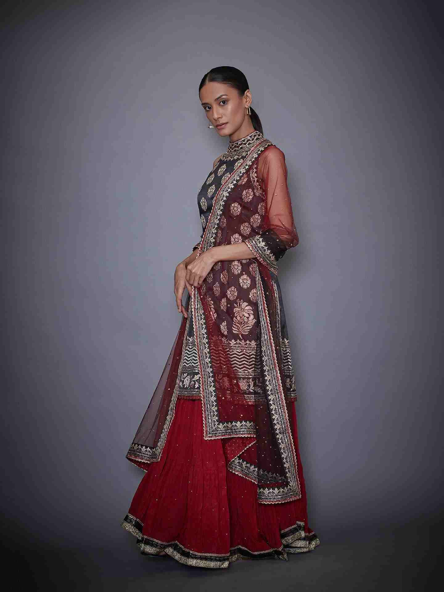 Black & Burgundy Agora Jasmine Suit Set