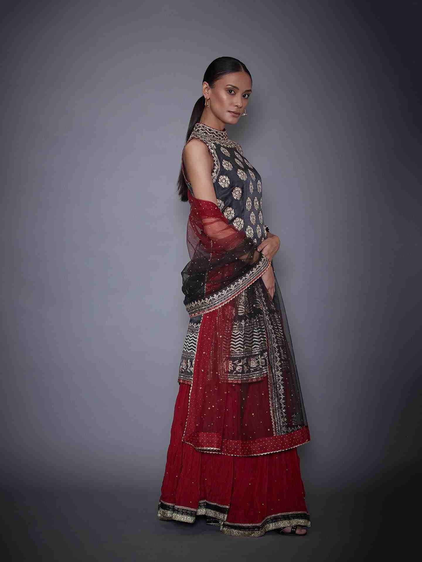 Black & Burgundy Agora Jasmine Suit Set