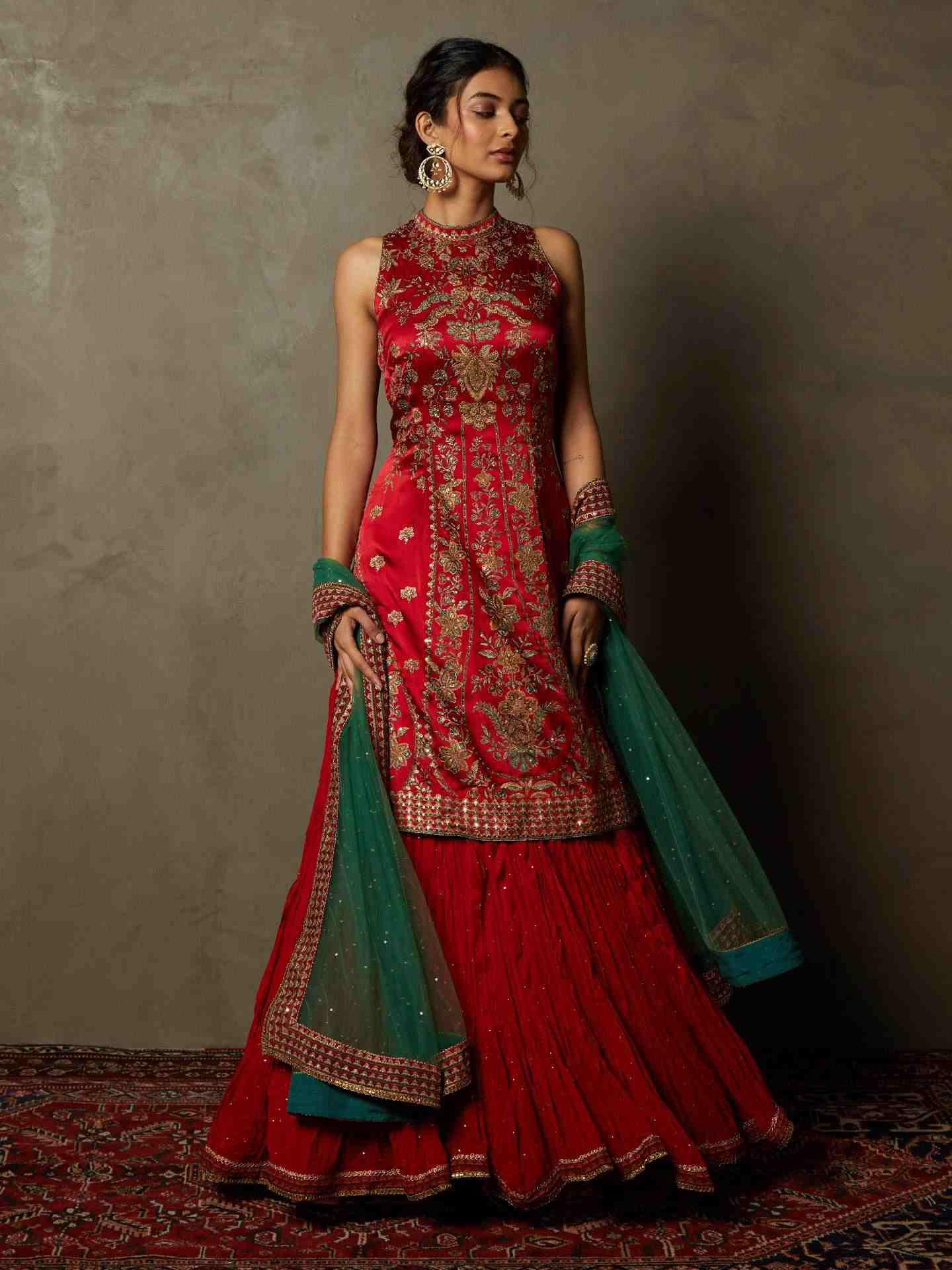 Red & Emerald Avena Suit Set