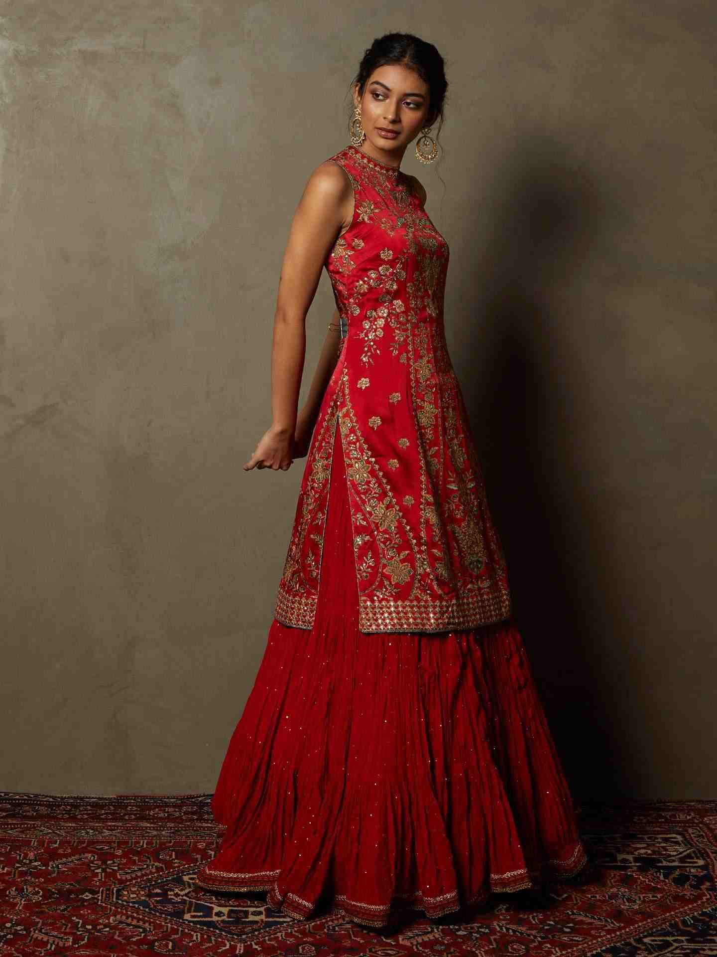 Red & Emerald Avena Suit Set
