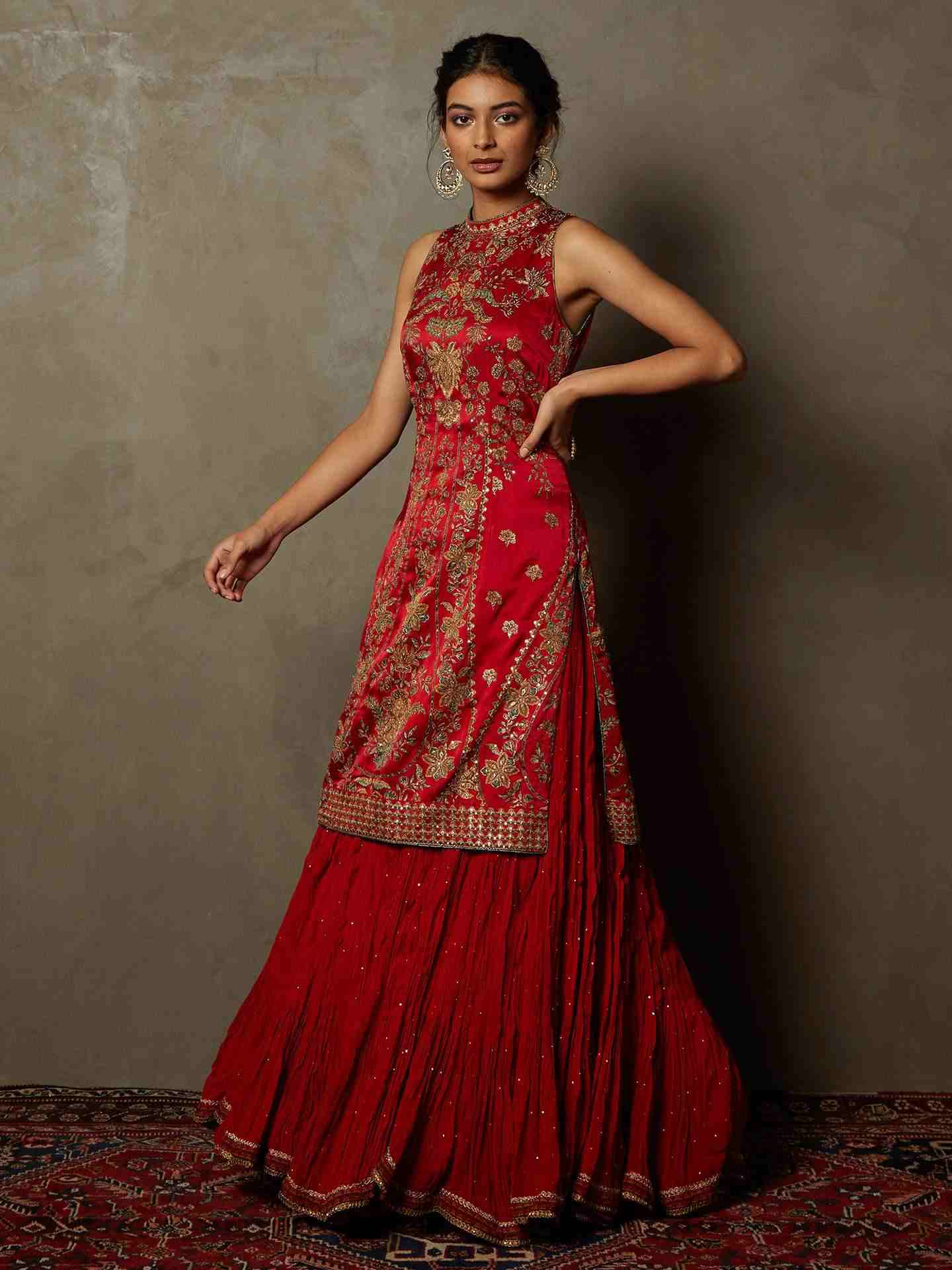 Red & Emerald Avena Suit Set