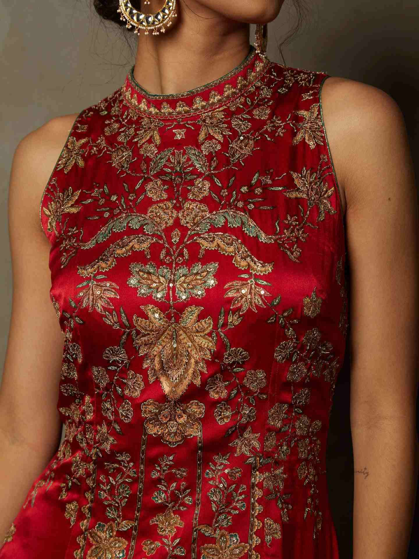 Red & Emerald Avena Suit Set
