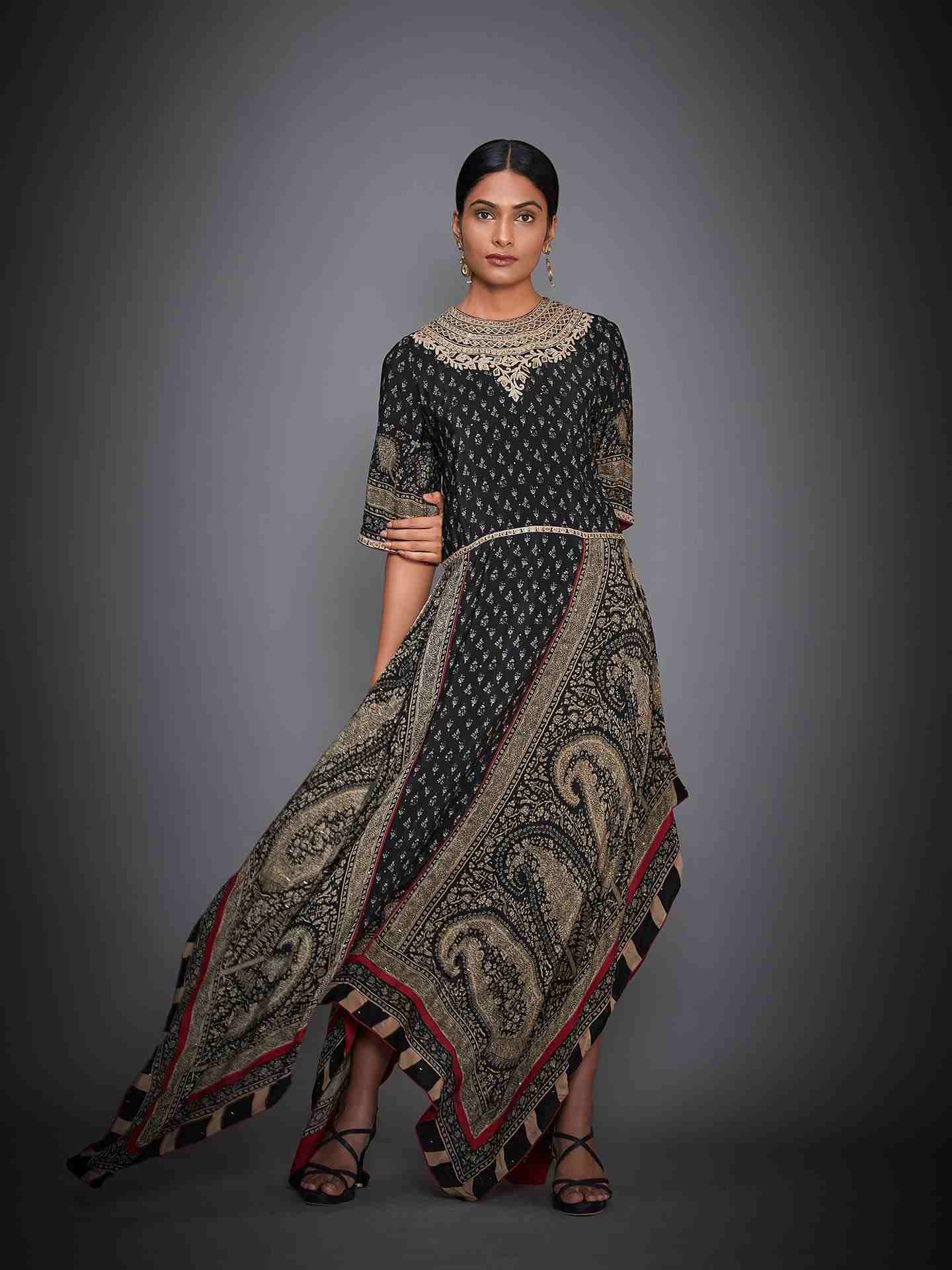 Black & Beige Kalki Dress
