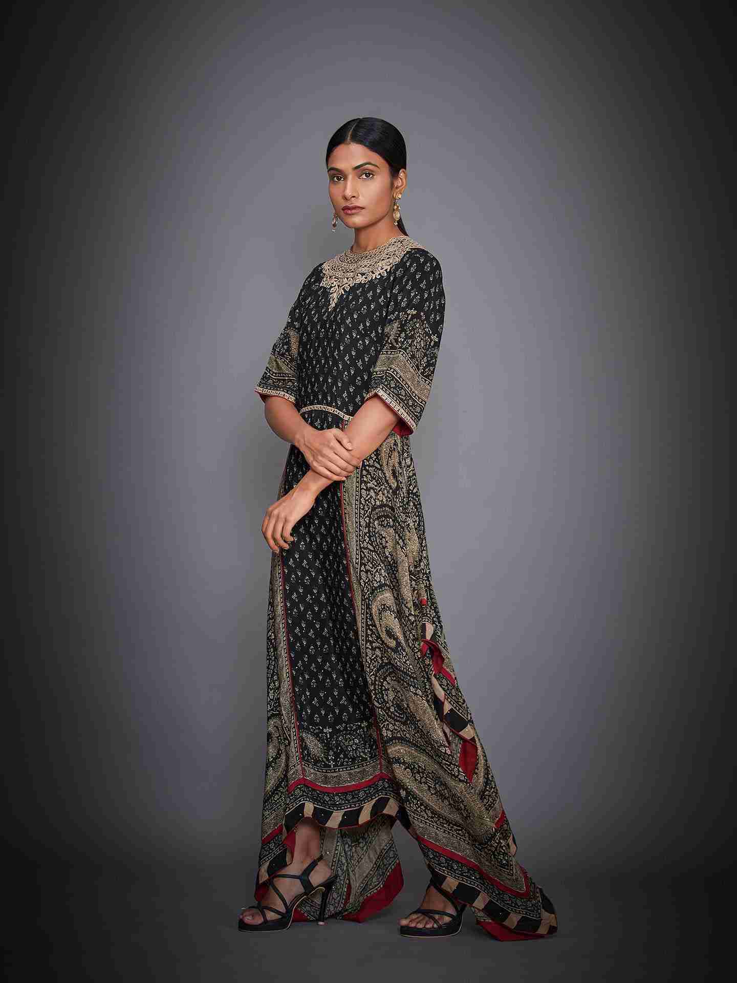 Black & Beige Kalki Dress
