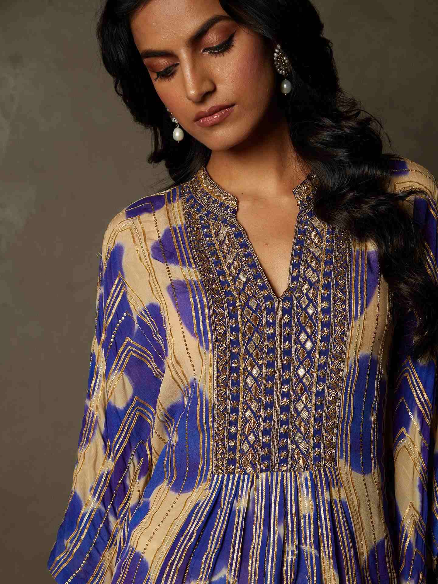 Purple & Ivory Delphi Kurti