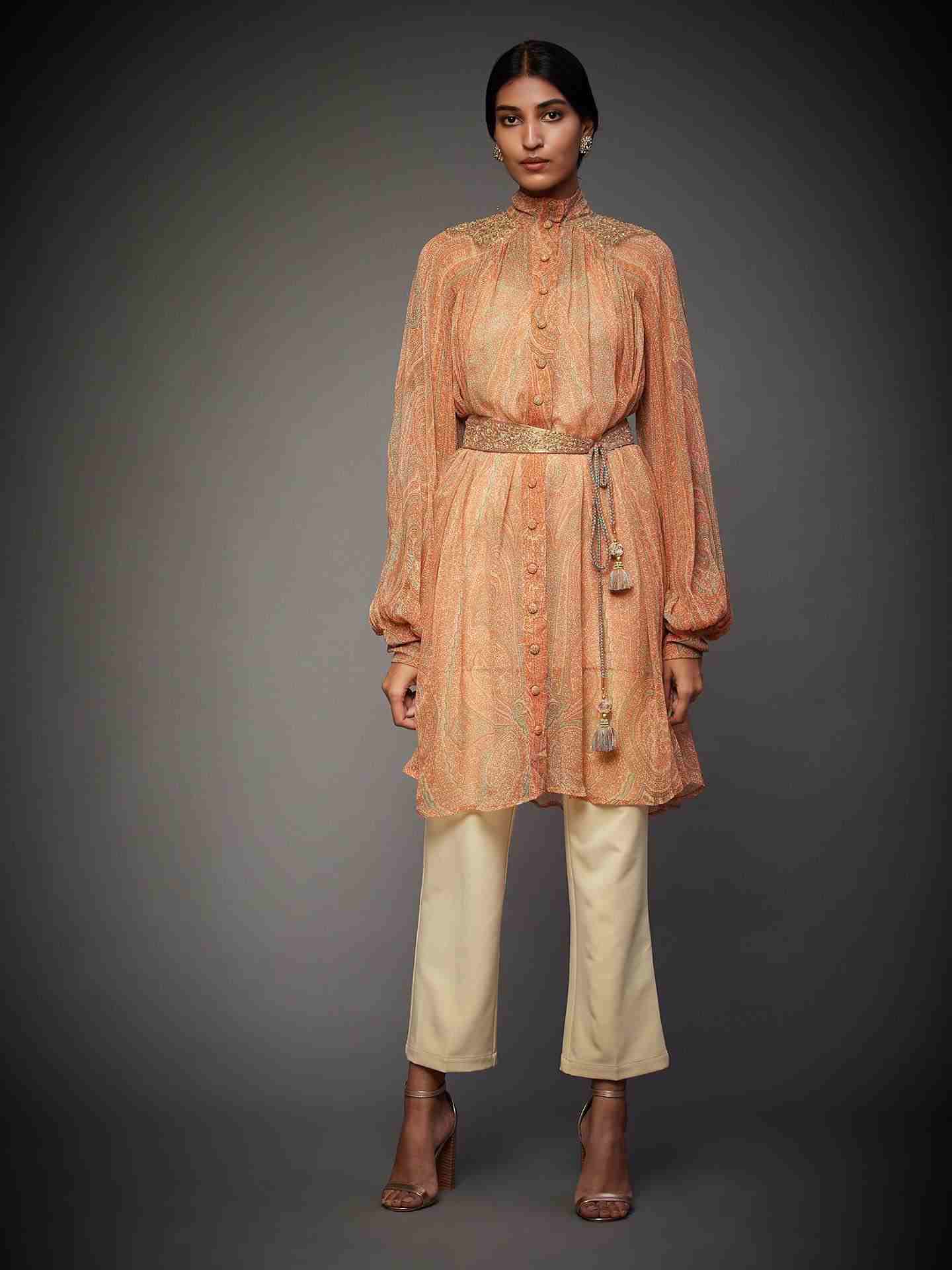 Pink & Sage Green Imran Coat Kurti