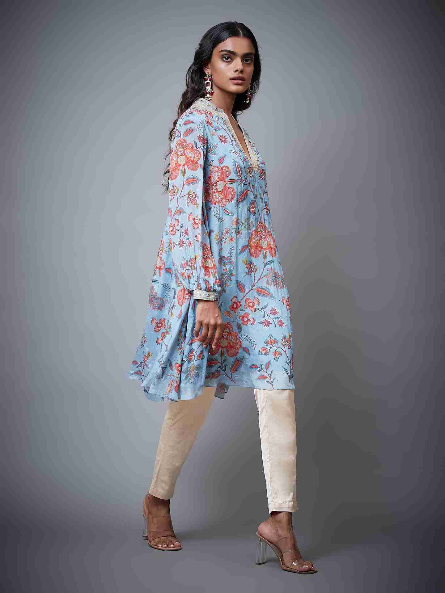 Dusty Blue & Multi Chintz Kurti