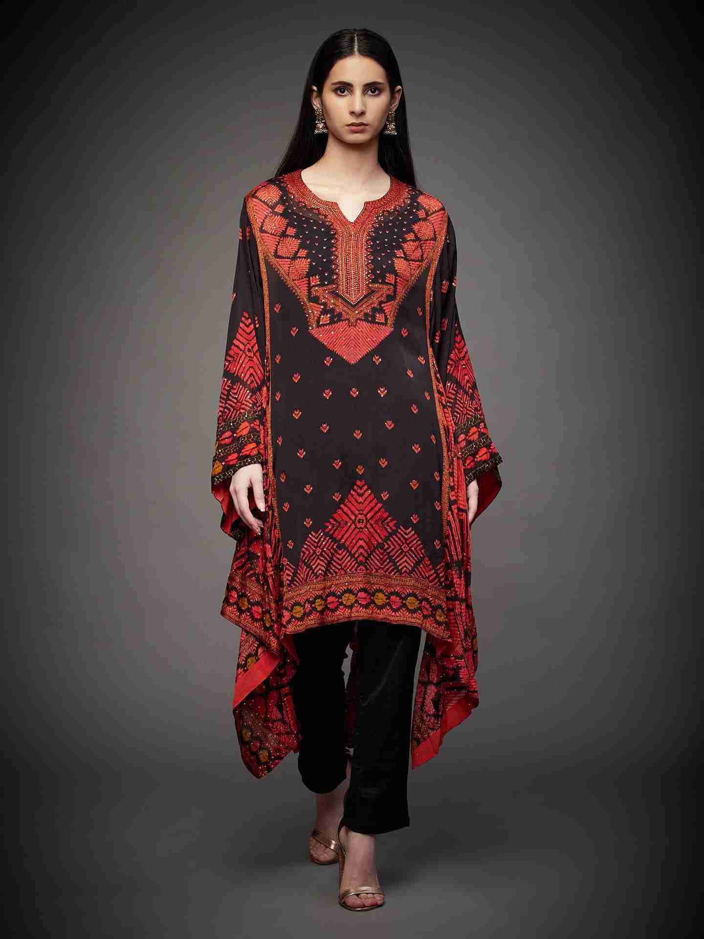 Black & Red Phulkari Kurti