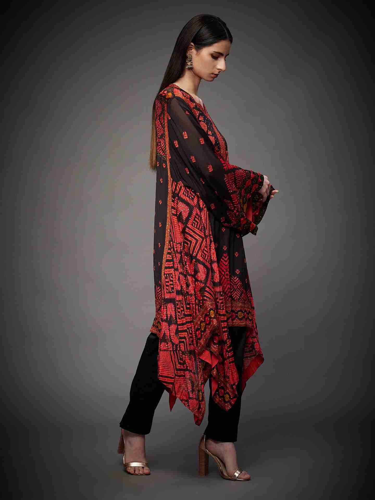 Black & Red Phulkari Kurti