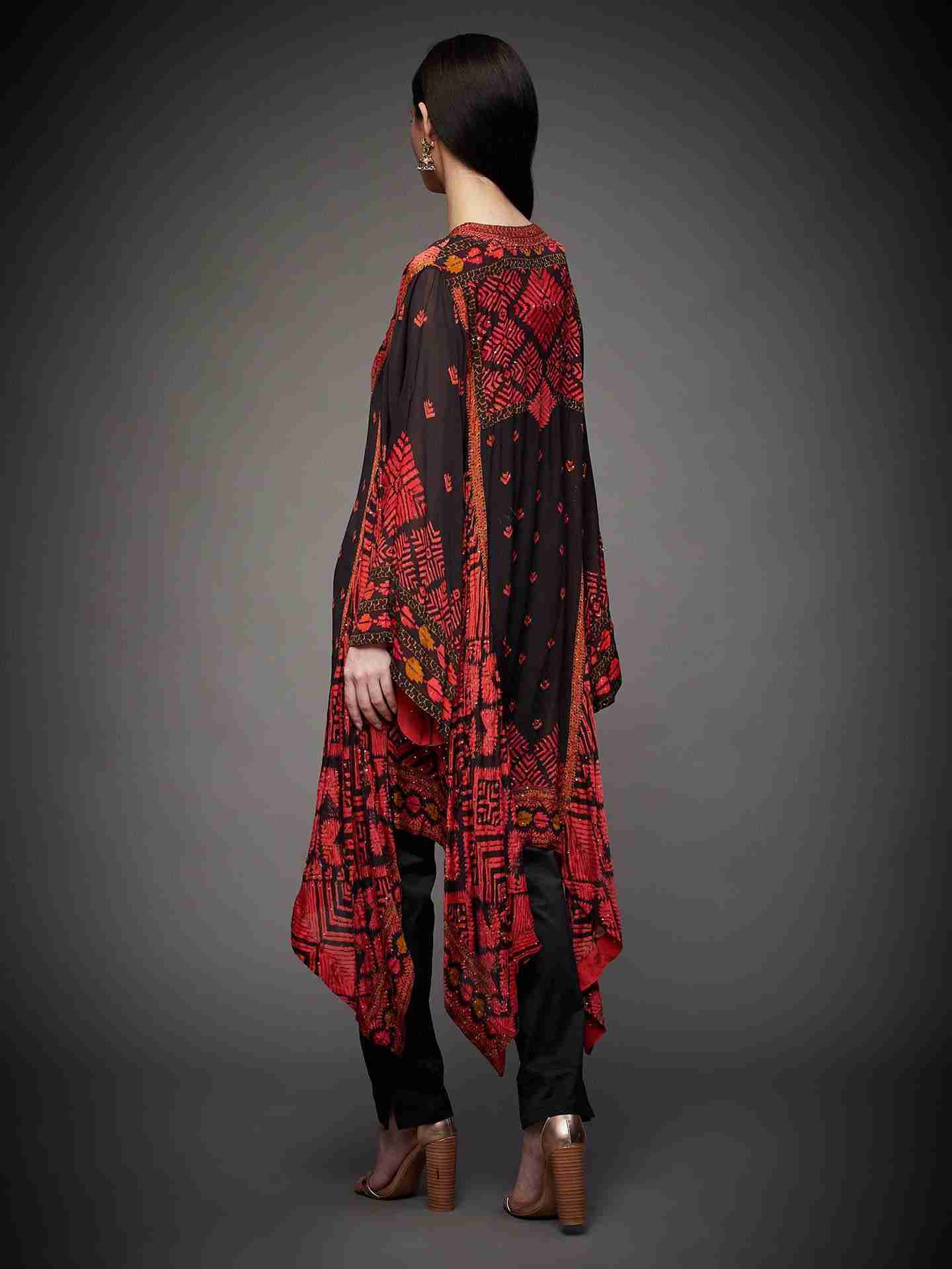 Black & Red Phulkari Kurti