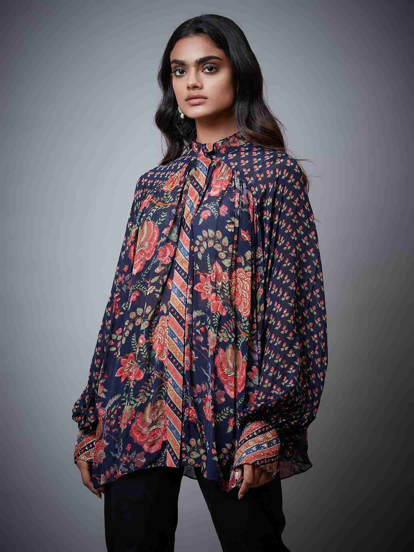 Navy & Coral Navina Kurti