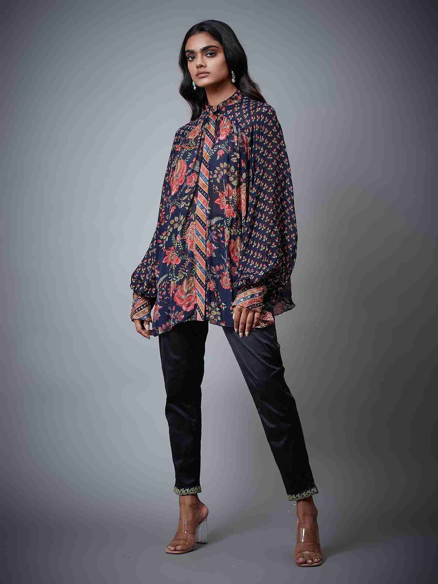 Navy & Coral Navina Kurti