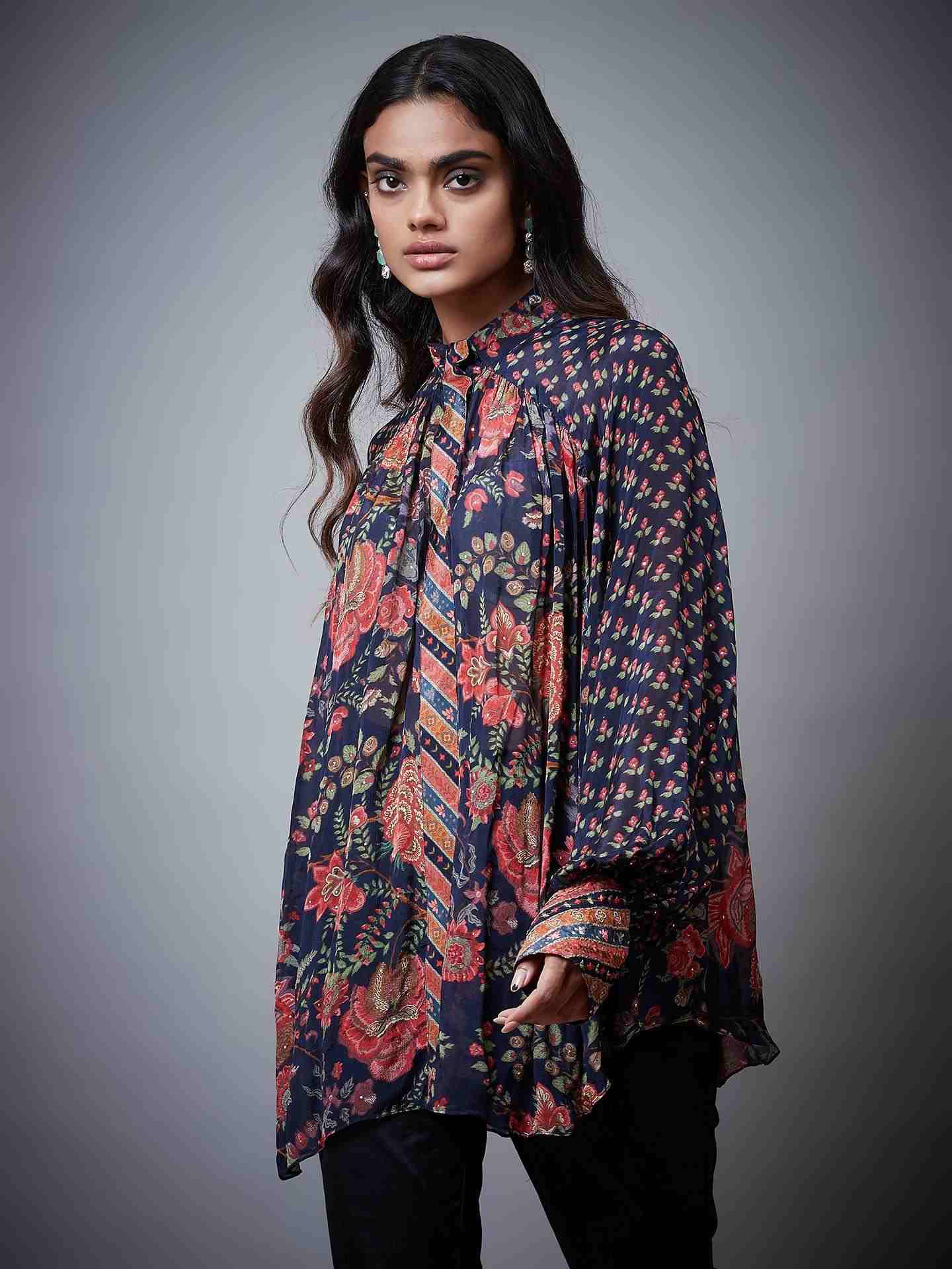 Navy & Coral Navina Kurti