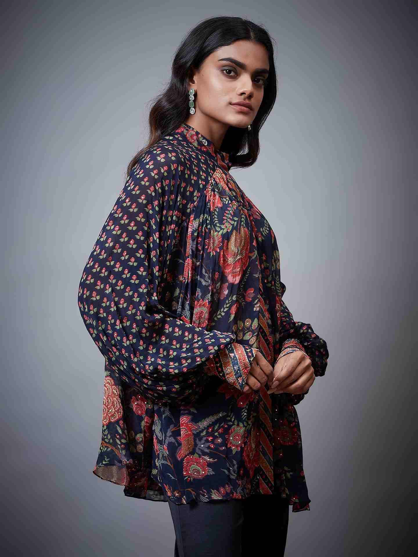 Navy & Coral Navina Kurti