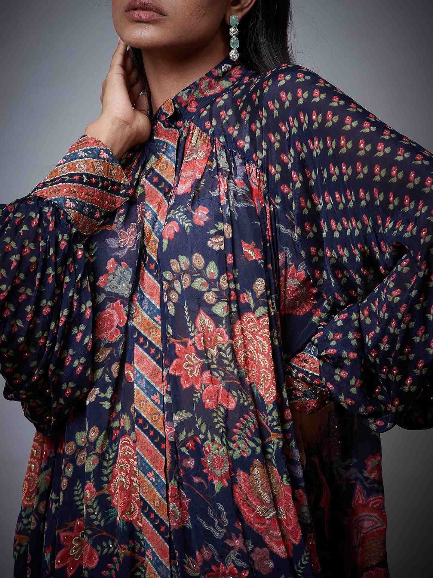 Navy & Coral Navina Kurti