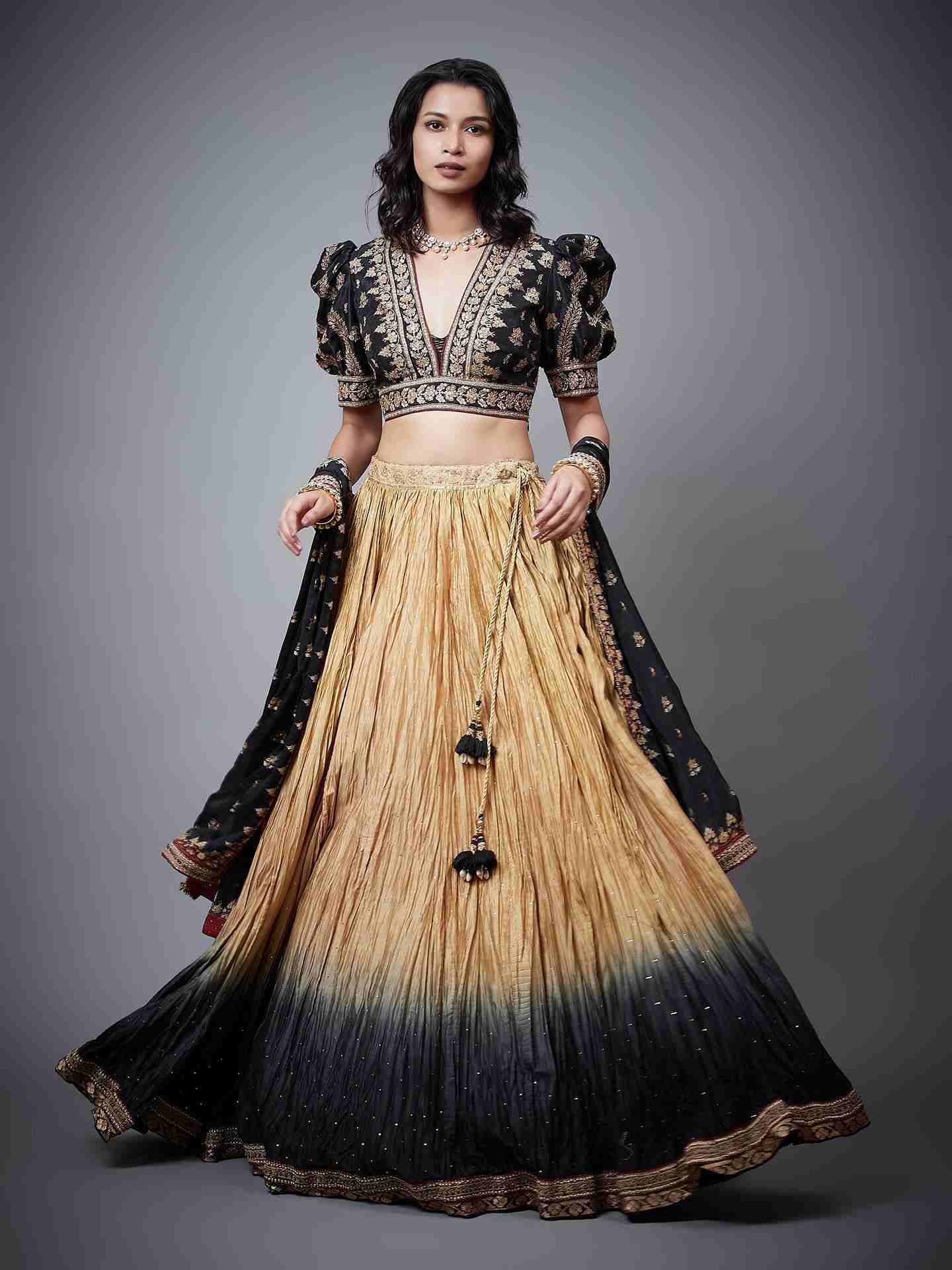 Black & Beige Satnam Lehenga Set